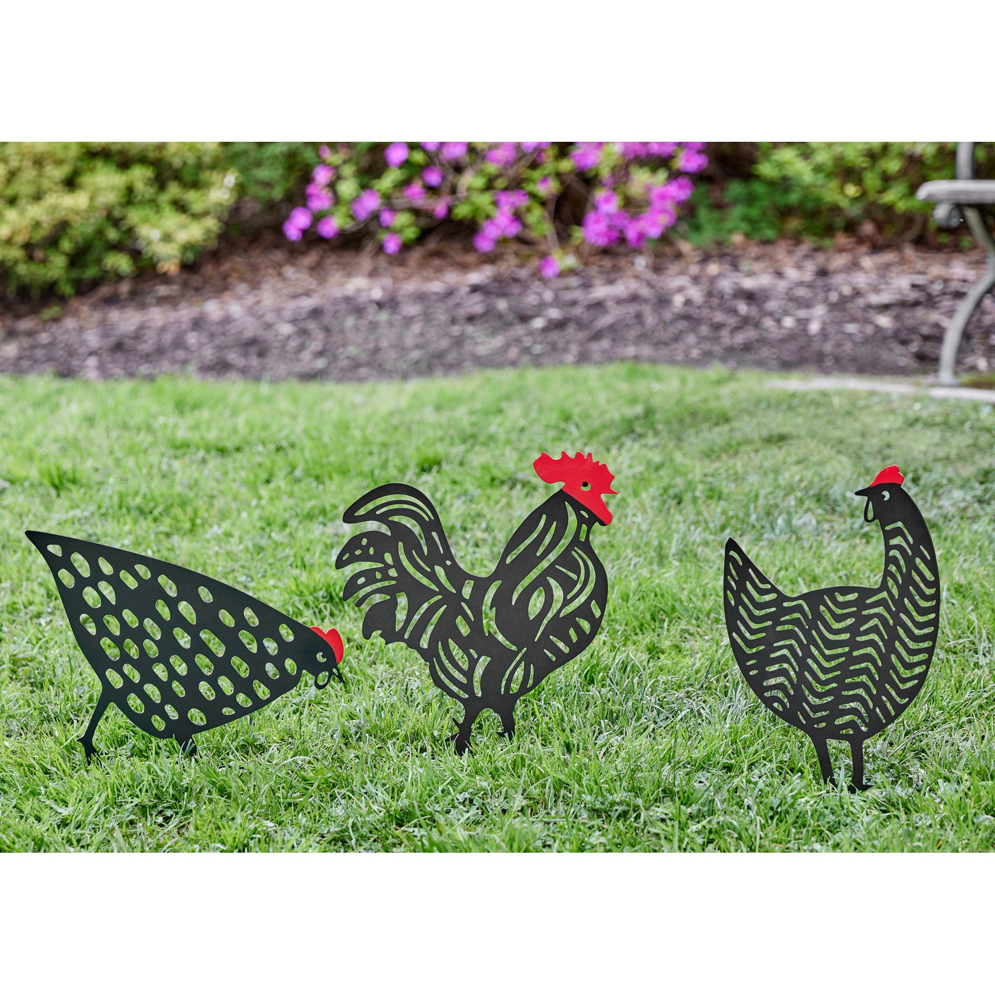 Chicken & Rooster Garden Stakes, Set of 3 | Costco