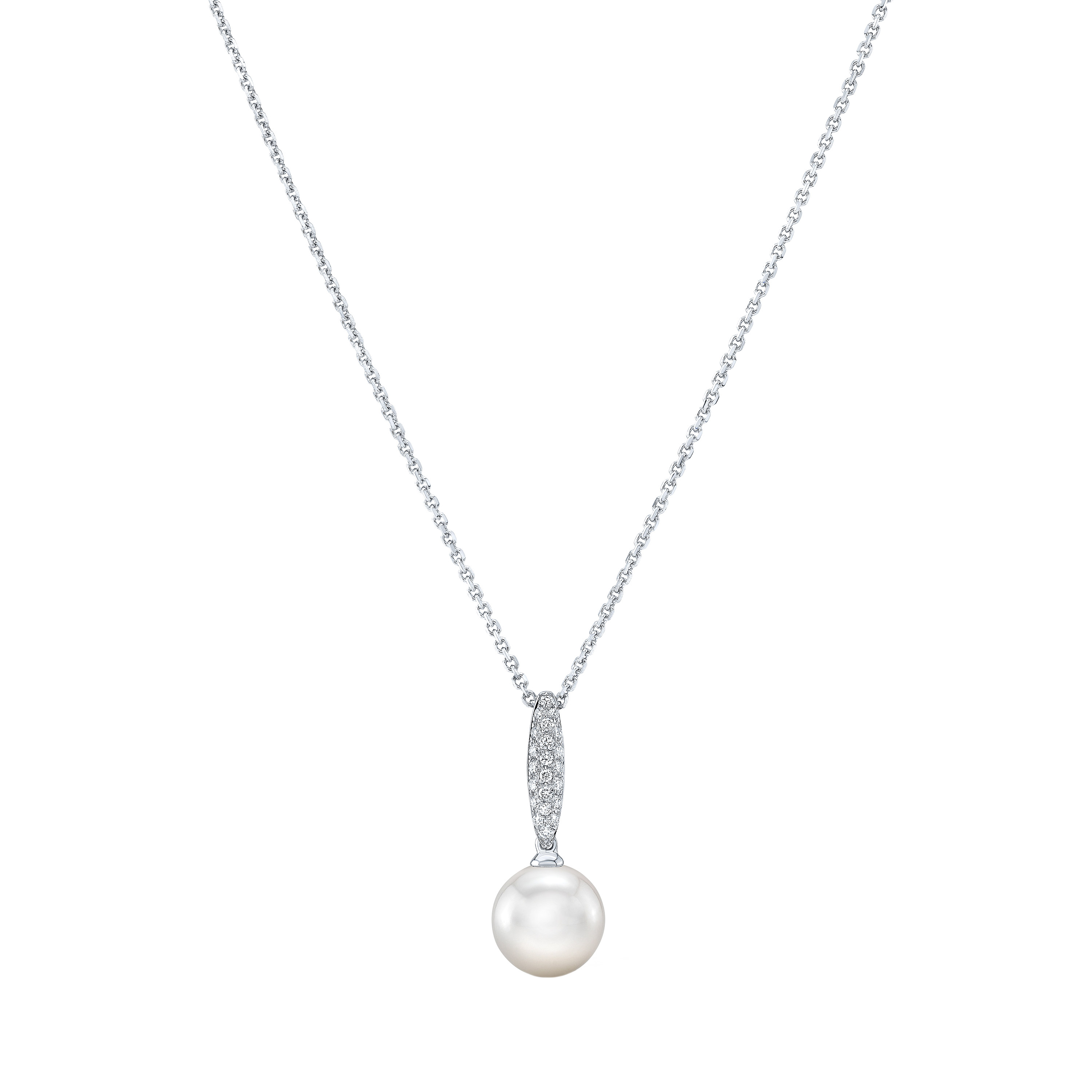 7.5 – 8 mm Cultured Akoya Pearl and Diamond Pendant (0.08 ctw)