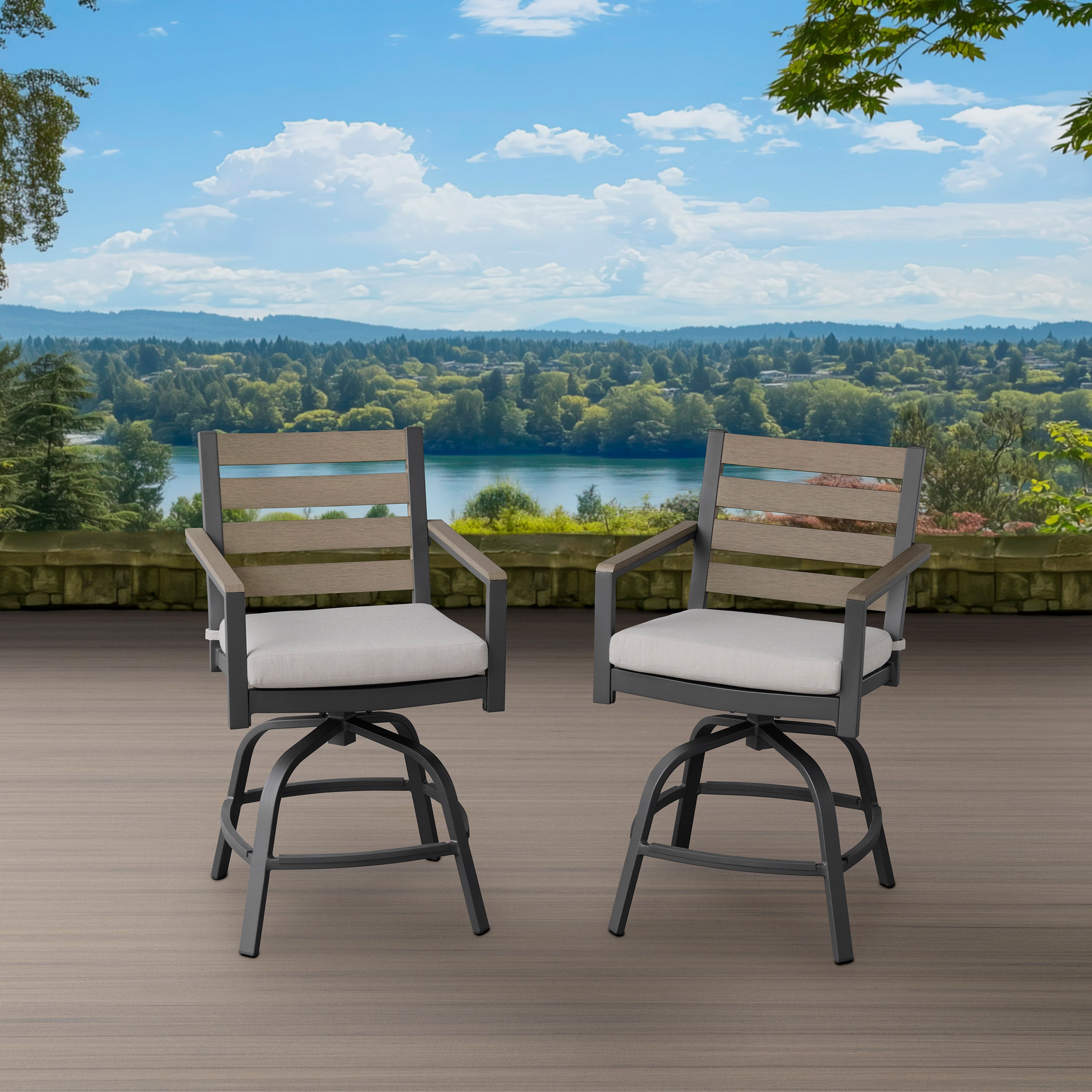 Agio Nicolet 2-piece Outdoor Patio High Dining Swivel Chairs | Costco