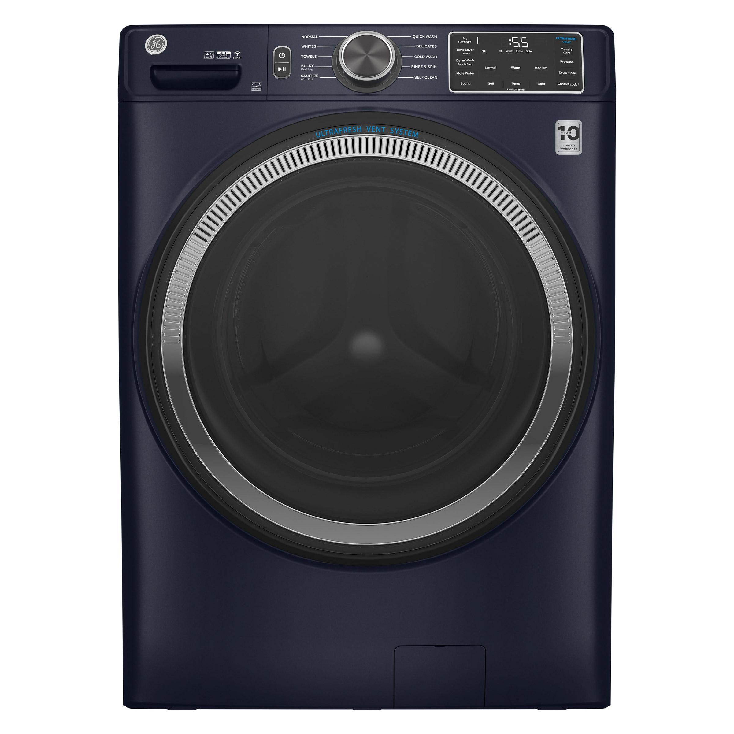 GE 5.5 cu ft. IEC Sapphire Blue Front Load Washer with UltraFresh Vent System