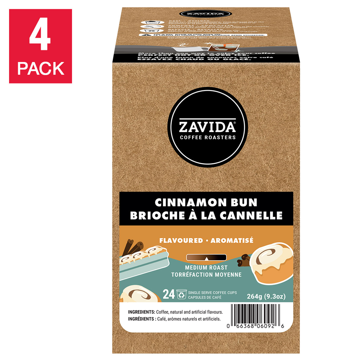 Zavida Cinnamon Bun K Cup Pods, 96-count