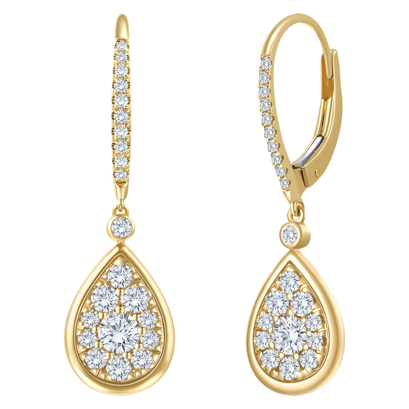 Pear Shape Round Brilliant Diamond Dangle Earrings (0.70 ctw)