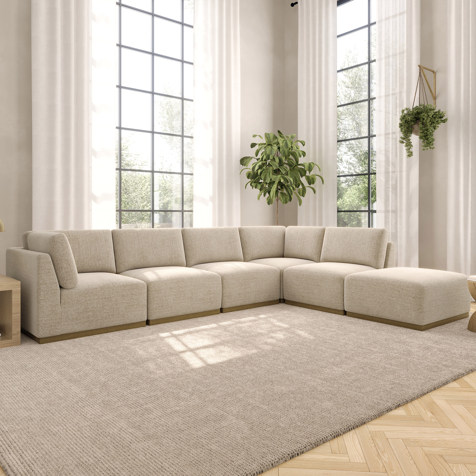 Henredon Murphy Fabric 6-piece Modular Sectional with Ottoman