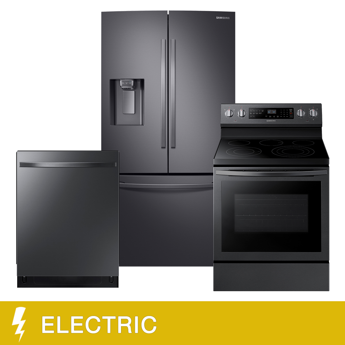 Samsung 3-piece Black Stainless-steel Kitchen Suite with 36 in. 28 cu. ft. French Door Refrigerator