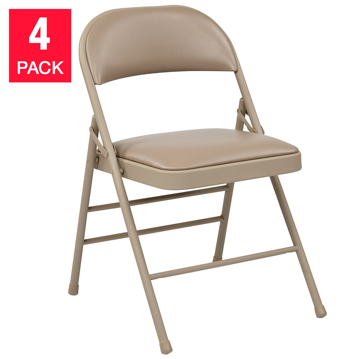 Office Star Tan Vinyl Padded Folding Chair 4-pack