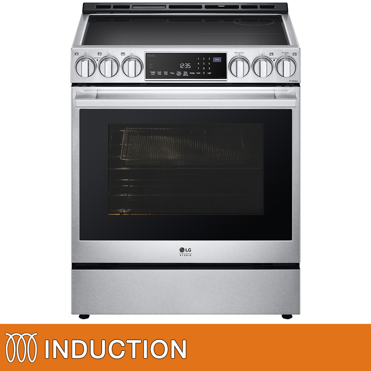 LG STUDIO - 30 in. Smudge-Resistant Stainless Steel Smart Induction Air Fry Range with InstaView and Air Sous-Vide