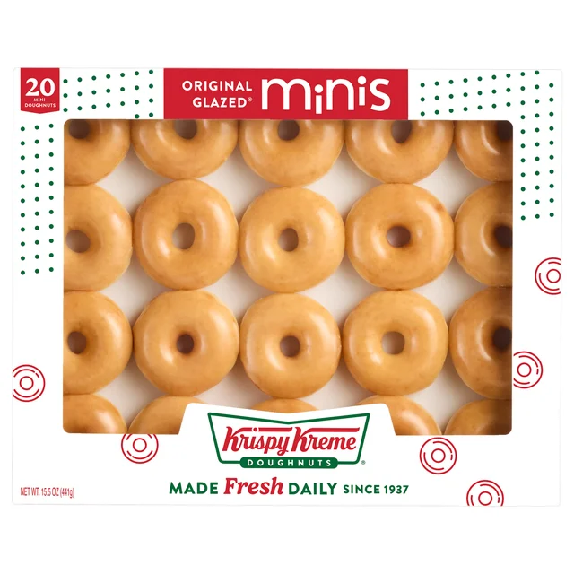 KRISPY KREME DOUGHNUTS MINI ORIGINAL GLAZED 20 COUNT BOX