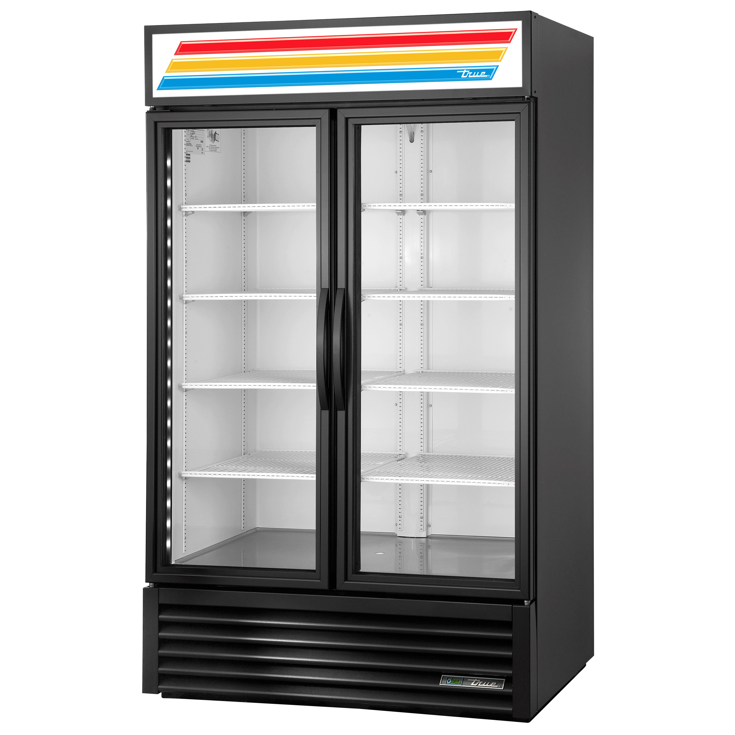 True 47 in. 38.2 cu ft. Black Commercial Upright Glass Door Swing Door Refrigerator