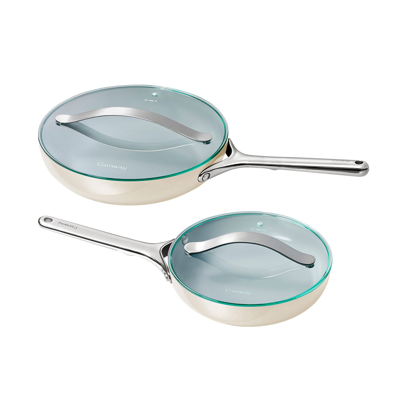 Caraway 4-piece Ceramic Fry Pans & Glass Lids Set