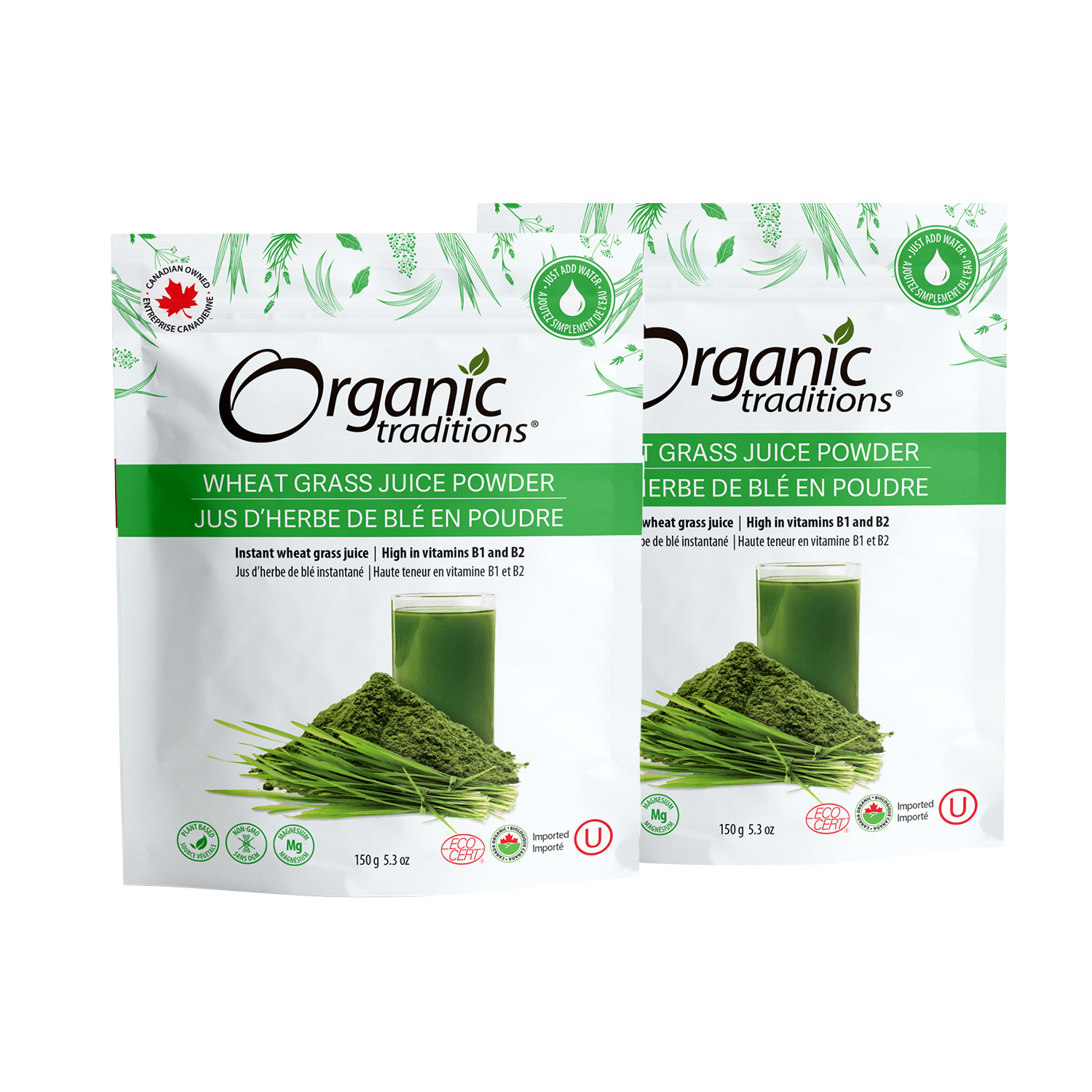 Organic Traditions Wheat Grass Juice Powder, 2-pack