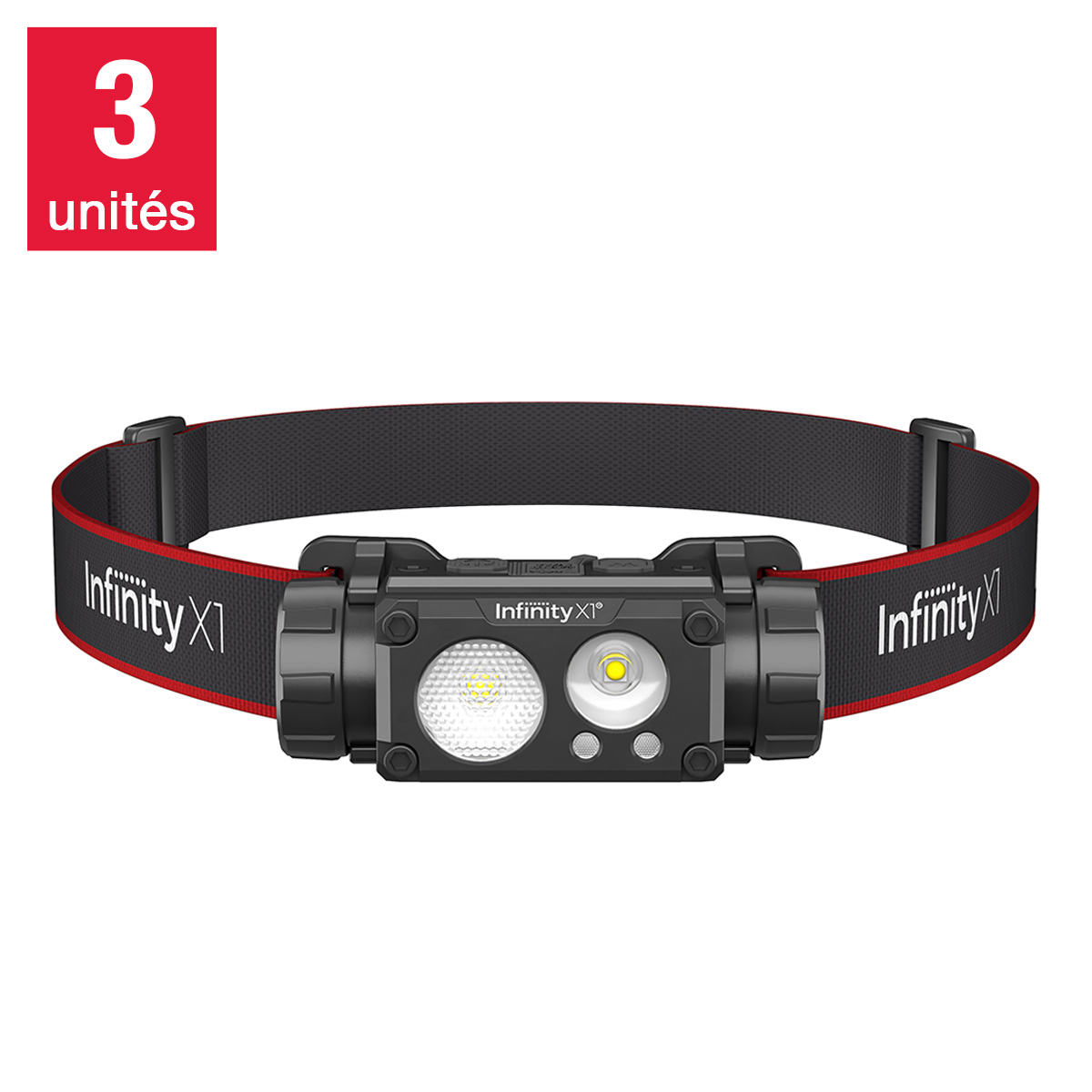 Infinity X1 - Lampes frontales rechargeables de 1 500 lumens, paquet de 3