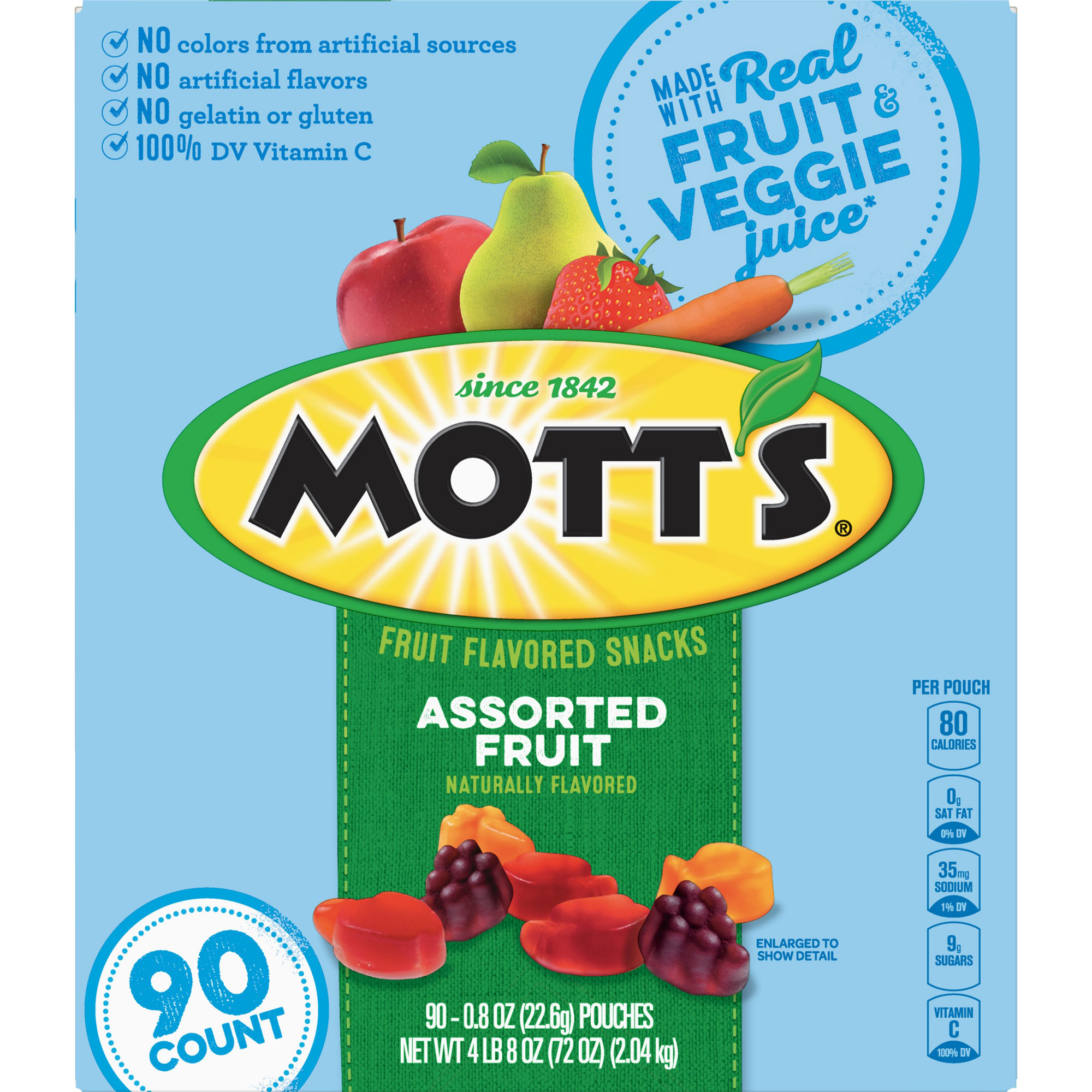Mott's Fruit Snacks  Assorted Fruit  0.8 oz  90-count