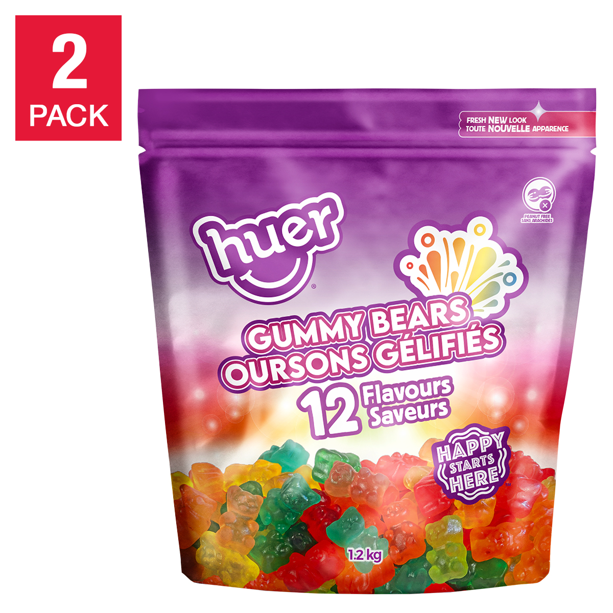 Huer Gummy Bears, Candy, 2 × 1.2 kg
