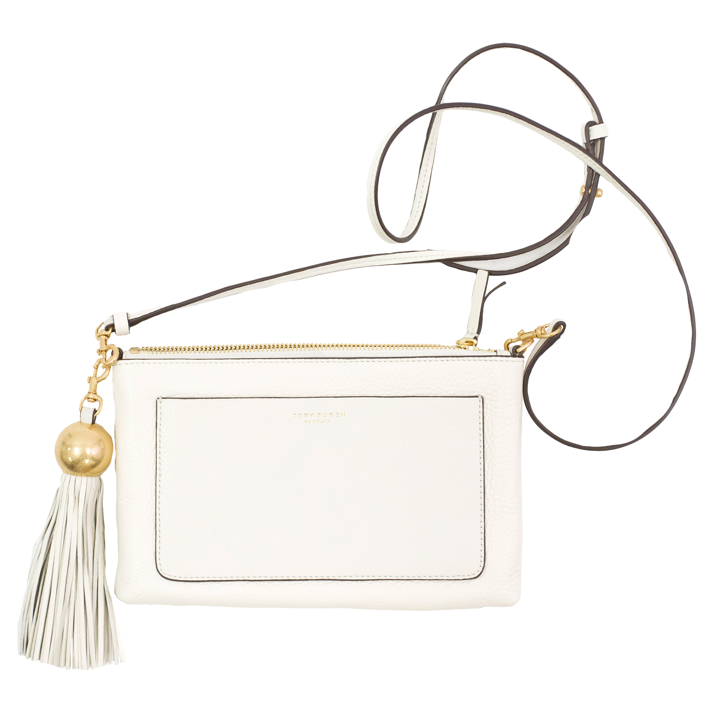 Tory Burch Leather Tassel Crossbody Bag, New Ivory | Costco