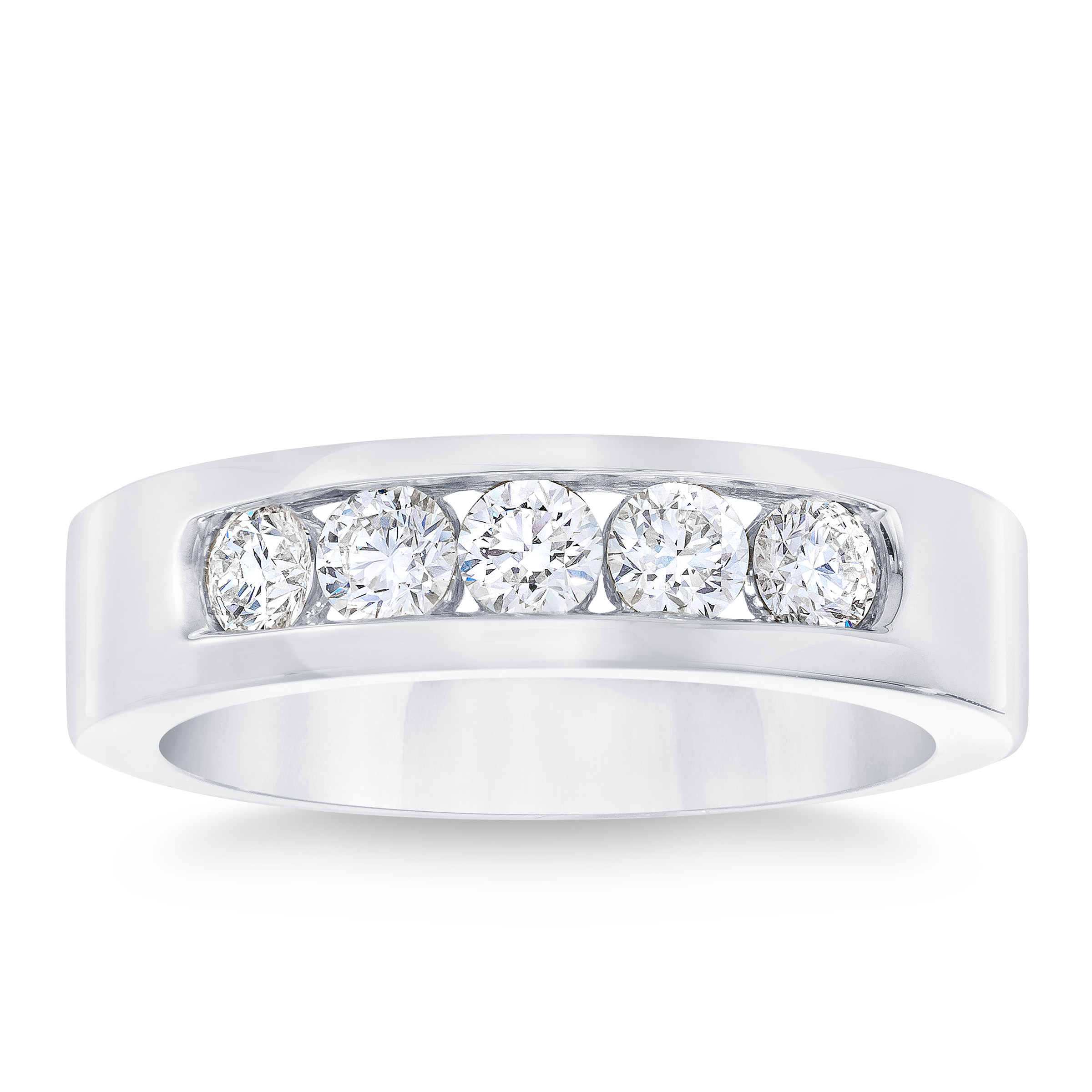 Round Brilliant 0.95 ctw VS2 Clarity  I Color Diamond 14kt Gold Channel Set Men's Band