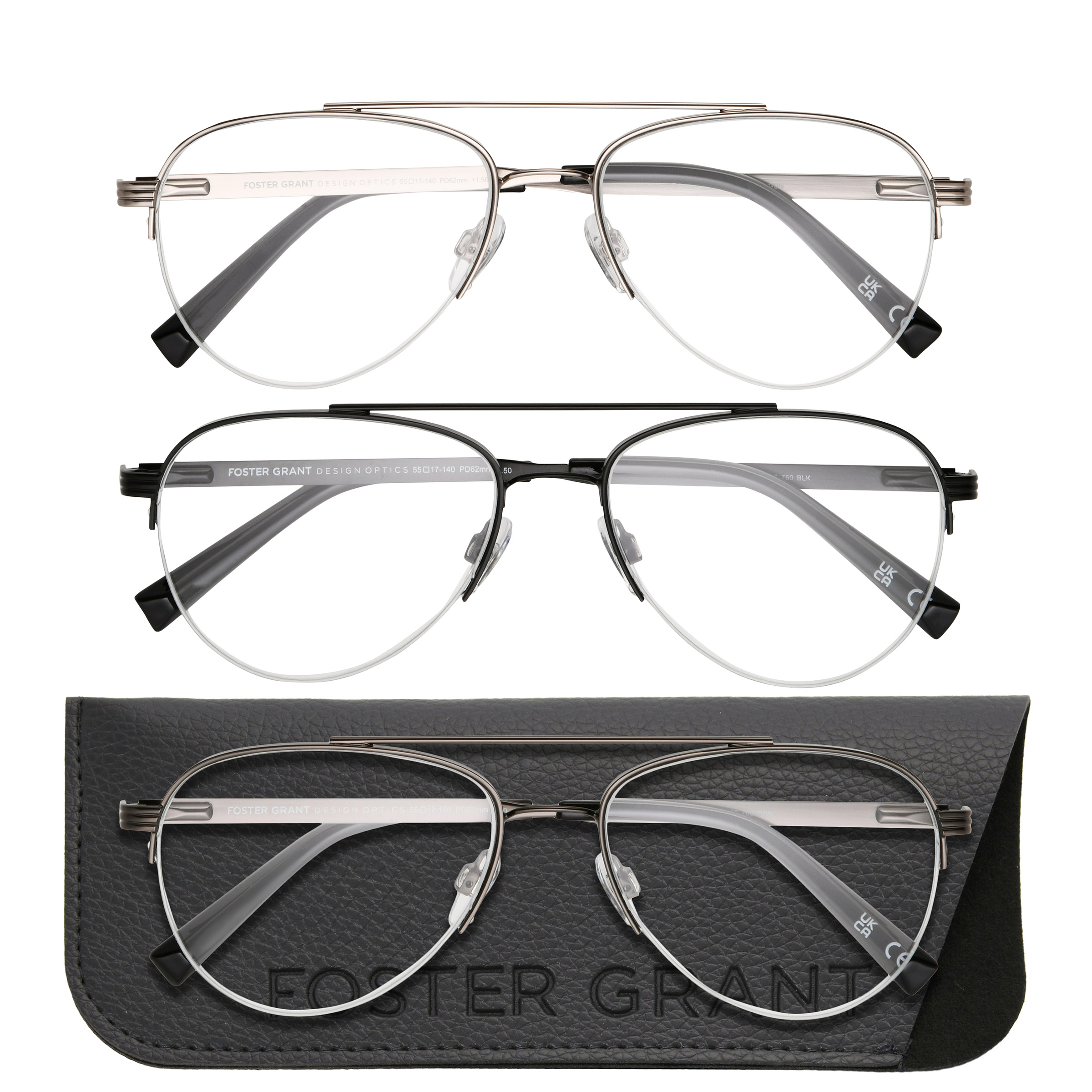 Design Optics by Foster Grant #760 Semi-Rim Aviator Reading