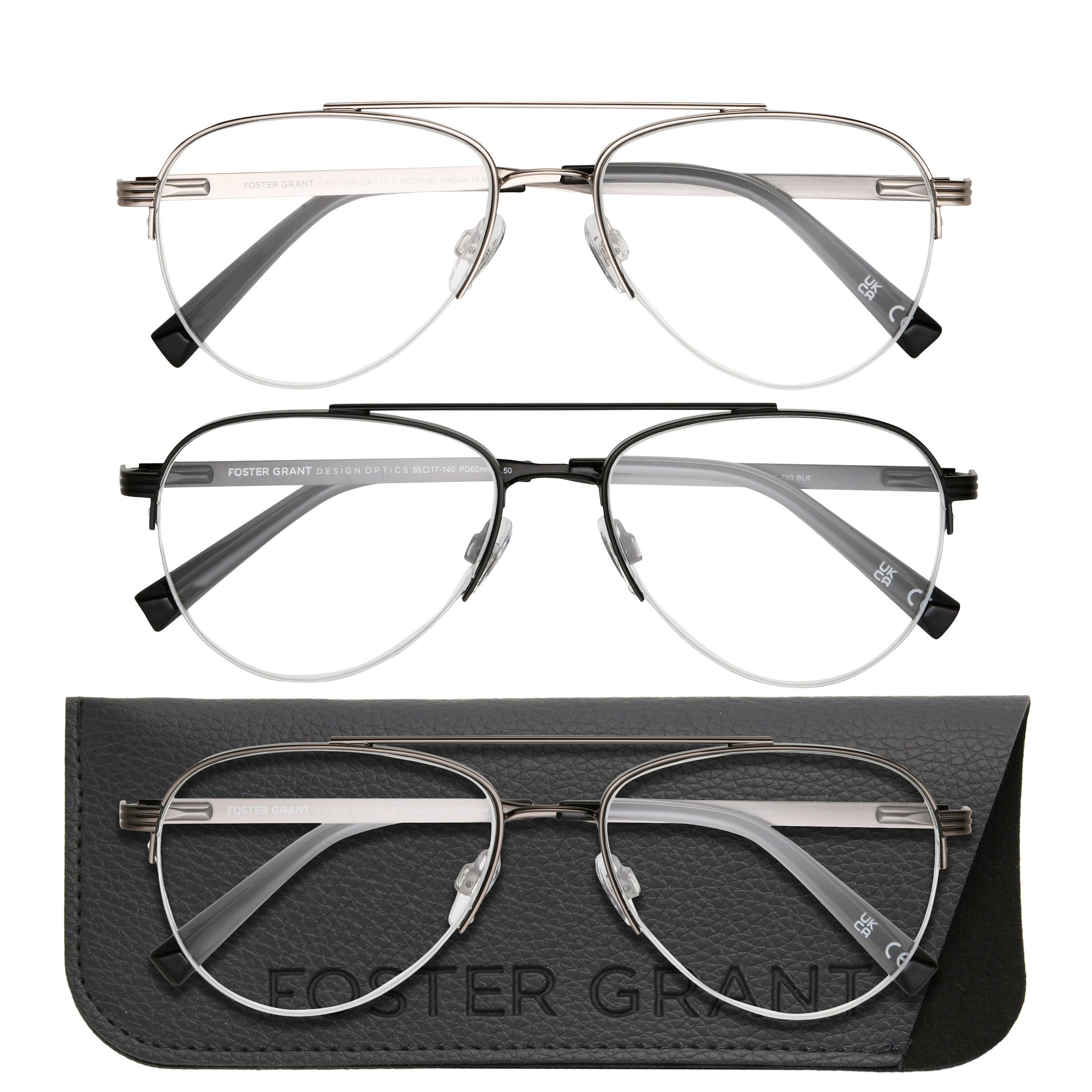 Design Optics by Foster Grant #760 Semi-Rim Aviator Reading