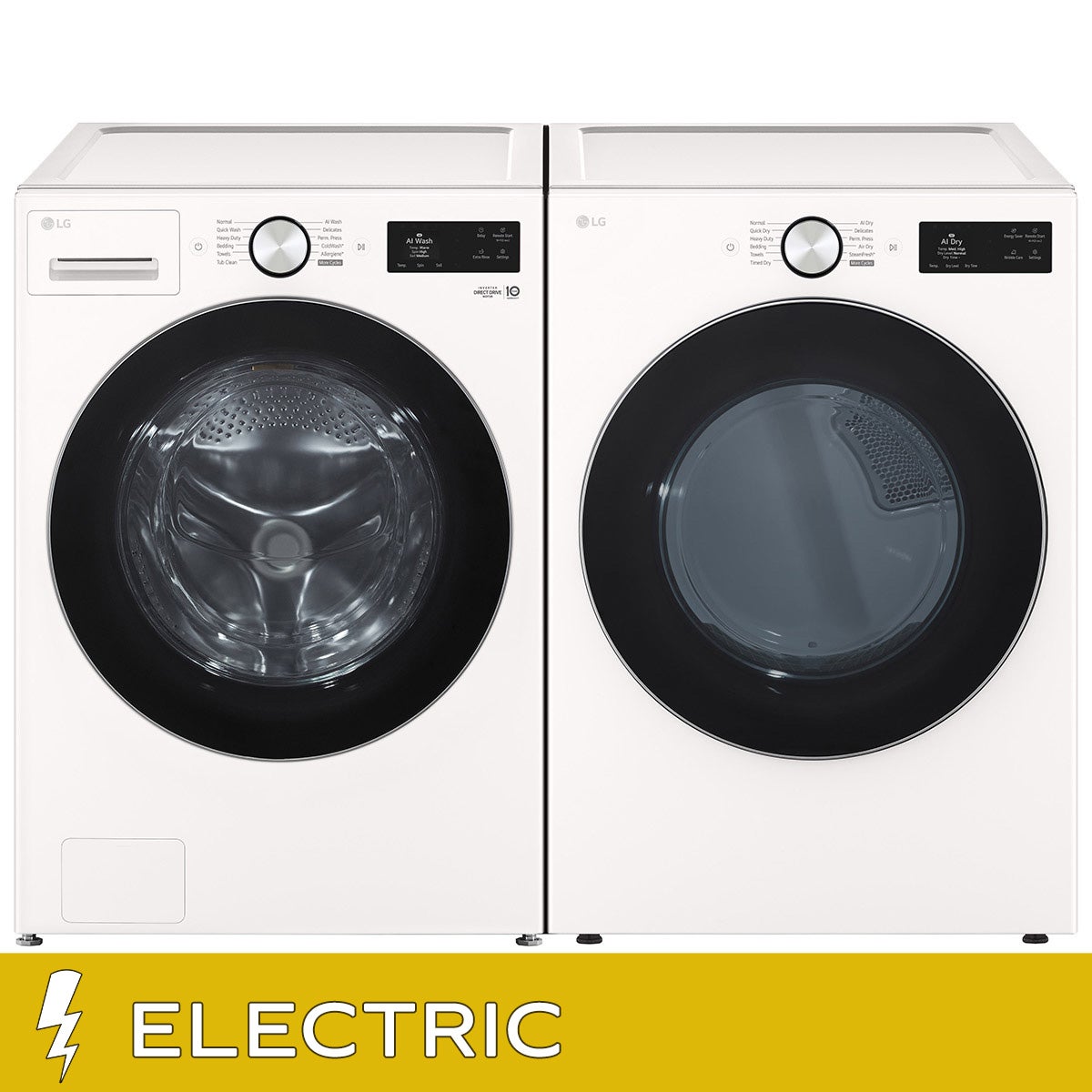 LG 5.0 cu. ft. Mega Capacity Smart Front Load Washer with TurboWash and LG 7.4 cu. ft. Ultra Large Capacity Smart Front Load Electric Dryer