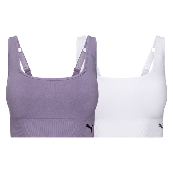 PUMA Women's Seamless Sports Bra, 2-pack | Costco PUMA Women's Seamless Sports Bra, 2-pack | Costco