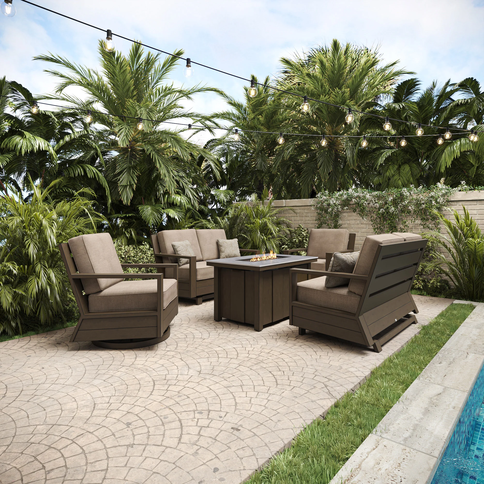 Agio Marlow 5-piece Outdoor Patio Fire Seating Set | Costco