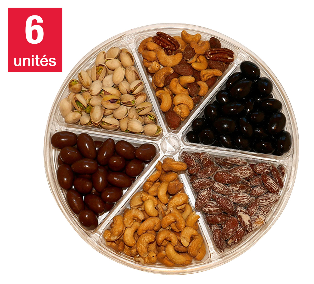 Ensemble de 6 paquets de fête en roue aux chocolats et noix