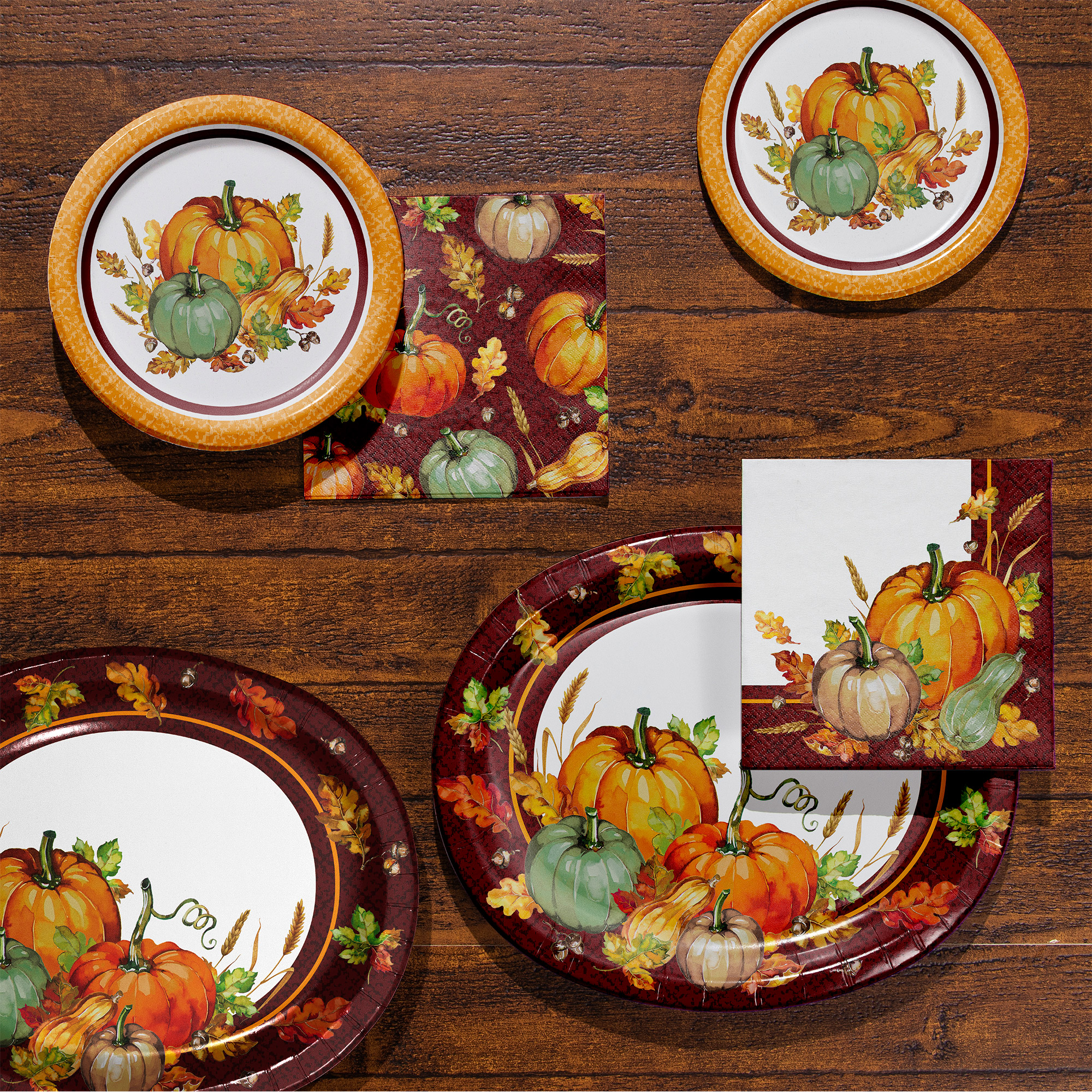 Artstyle Oval Paper Plate & Napkin Bundle, Pumpkin Harvest, 200-count ...