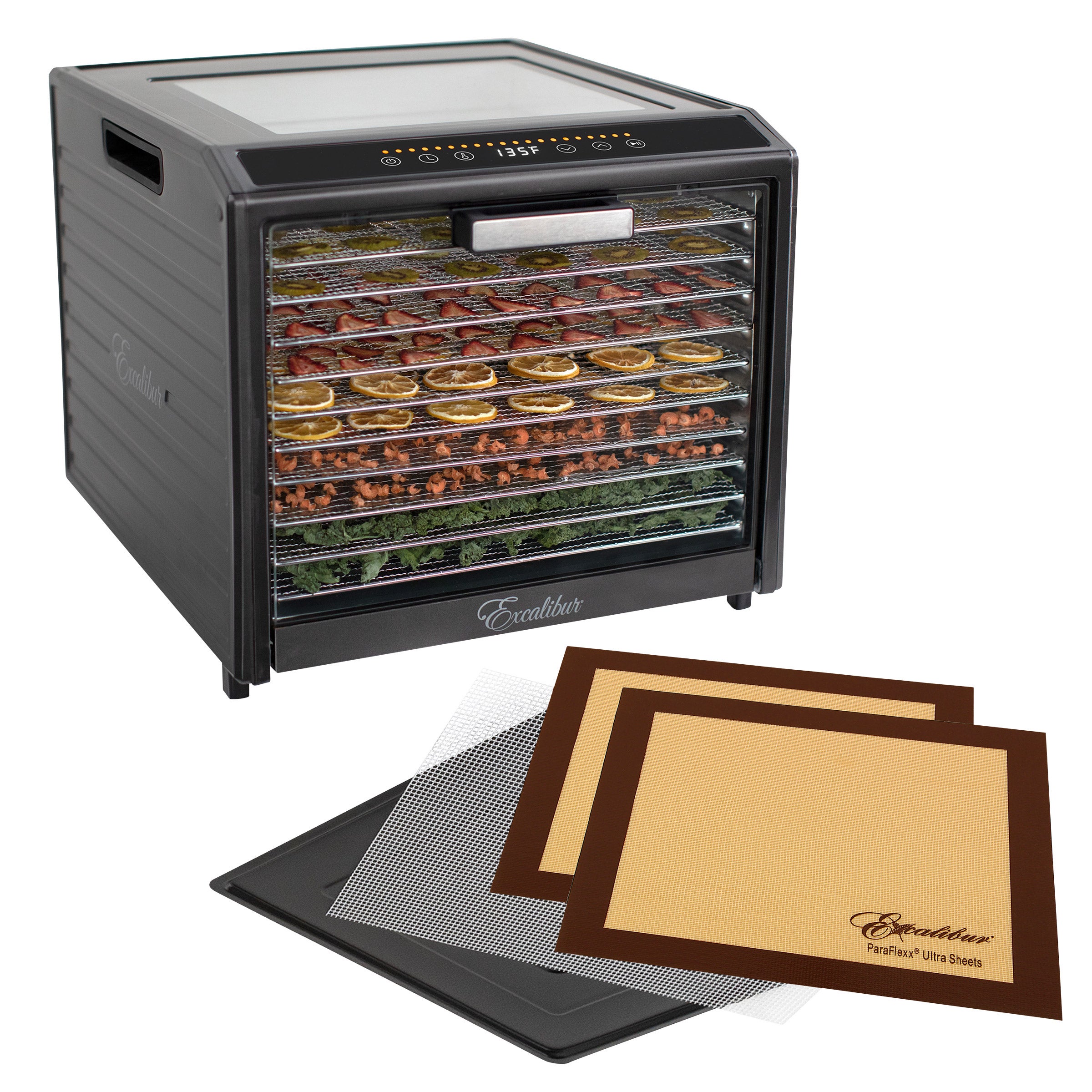 Excalibur 10 Tray Performance Digital Dehydrator Drying Sheet Bundle, Stainless Steel