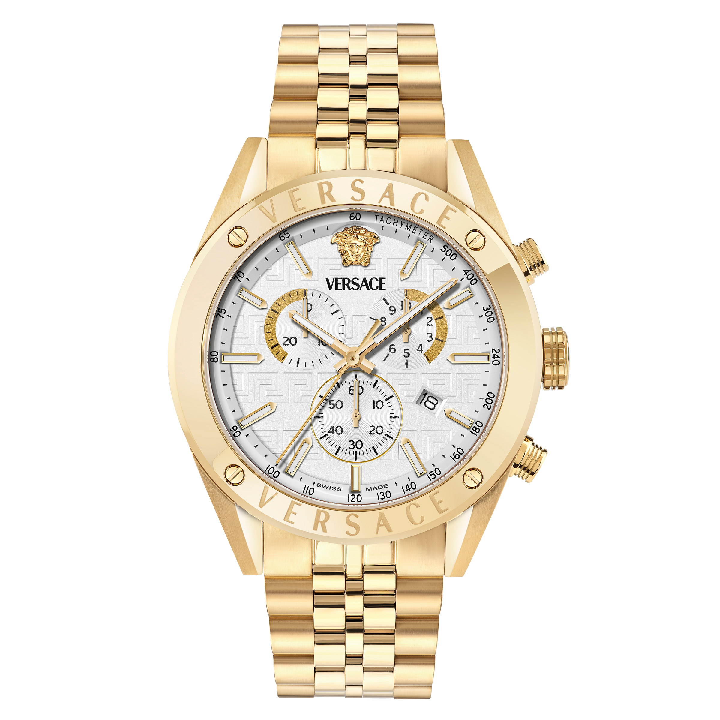 ヘルスウェーブゴールドD.C.Ver ジュニア Versace Athletic Chrono Stainless Steel Quartz Men's Watch, 44mm