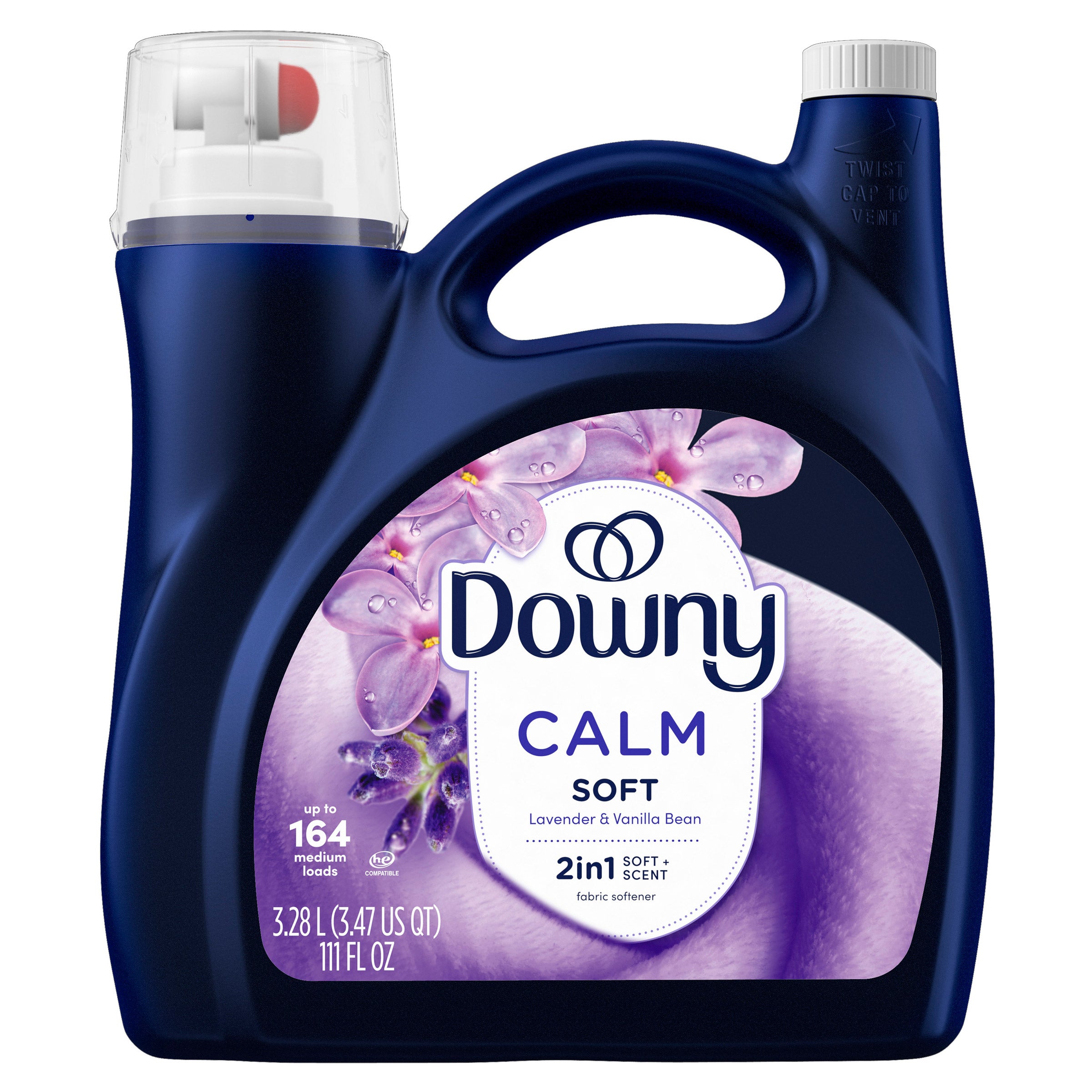 Downy Liquid Calm Soft 2-in-1 Fabric Softener, 164 loads, 111 fl