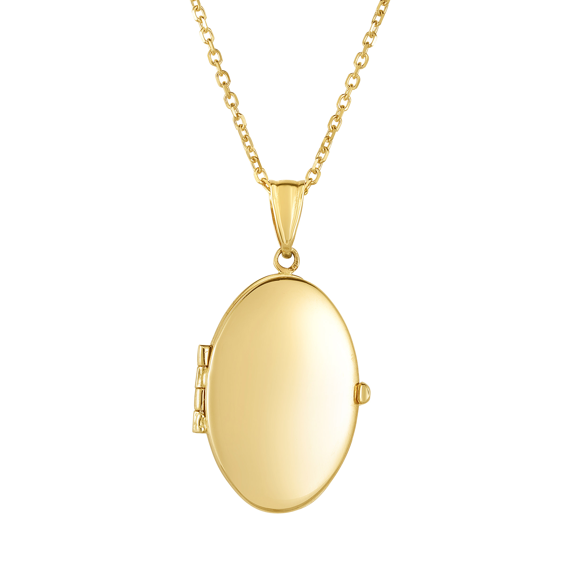 High Polish Oval Locket Pendant in Yellow Gold
