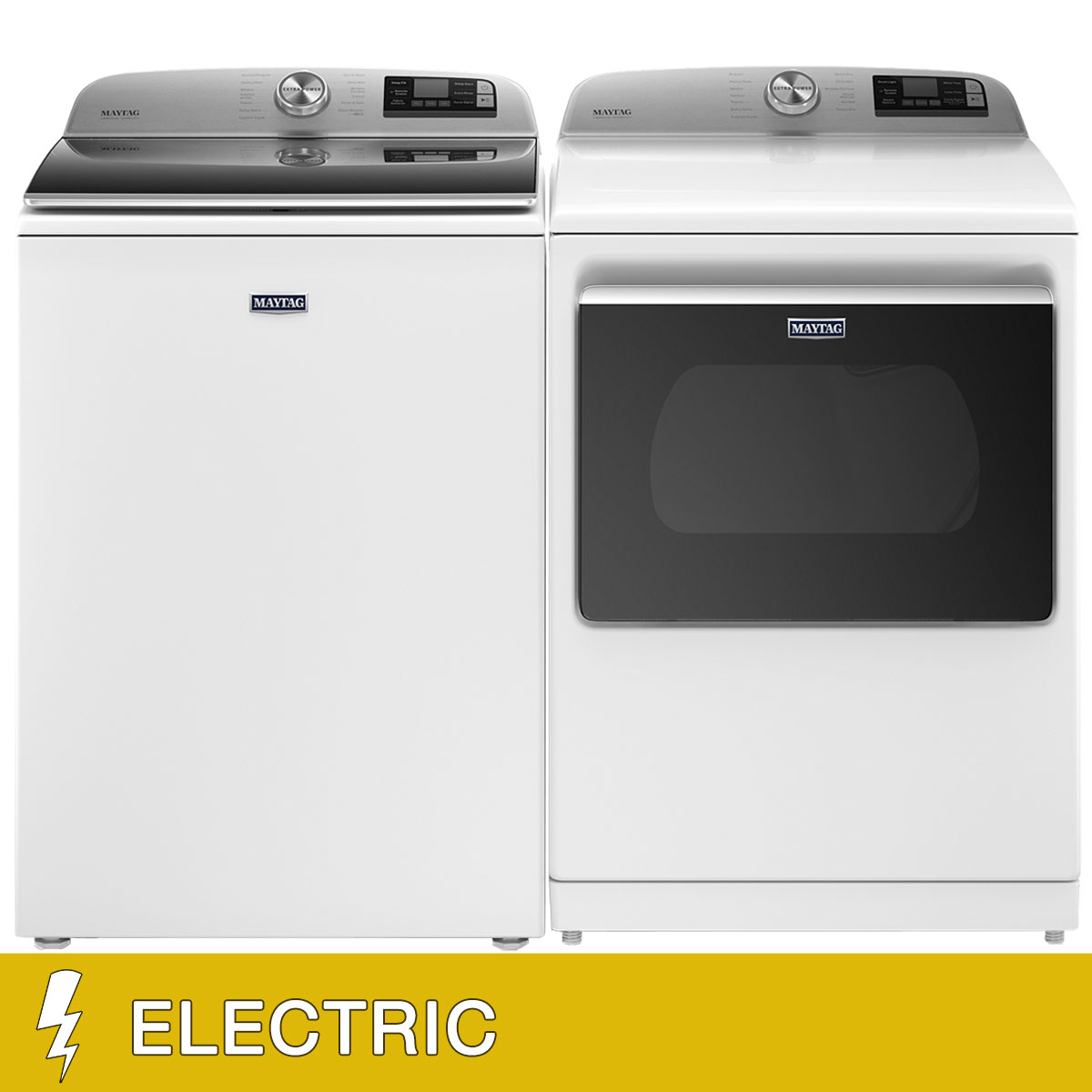 Maytag 5.3 cu. ft. Washer and 7.4 cu. ft. Smart ELECTRIC Dryer with Extra Power Button