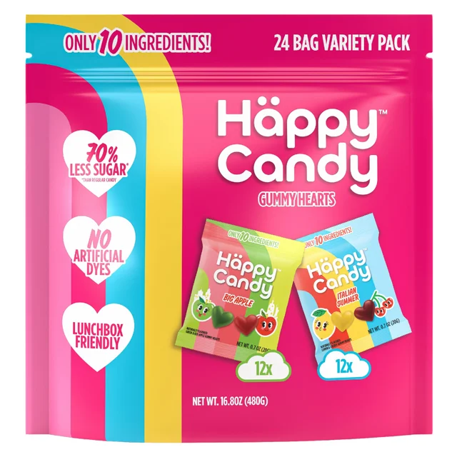 HAPPY CANDY GUMMY HEARTS 24 CT/.7 OZ