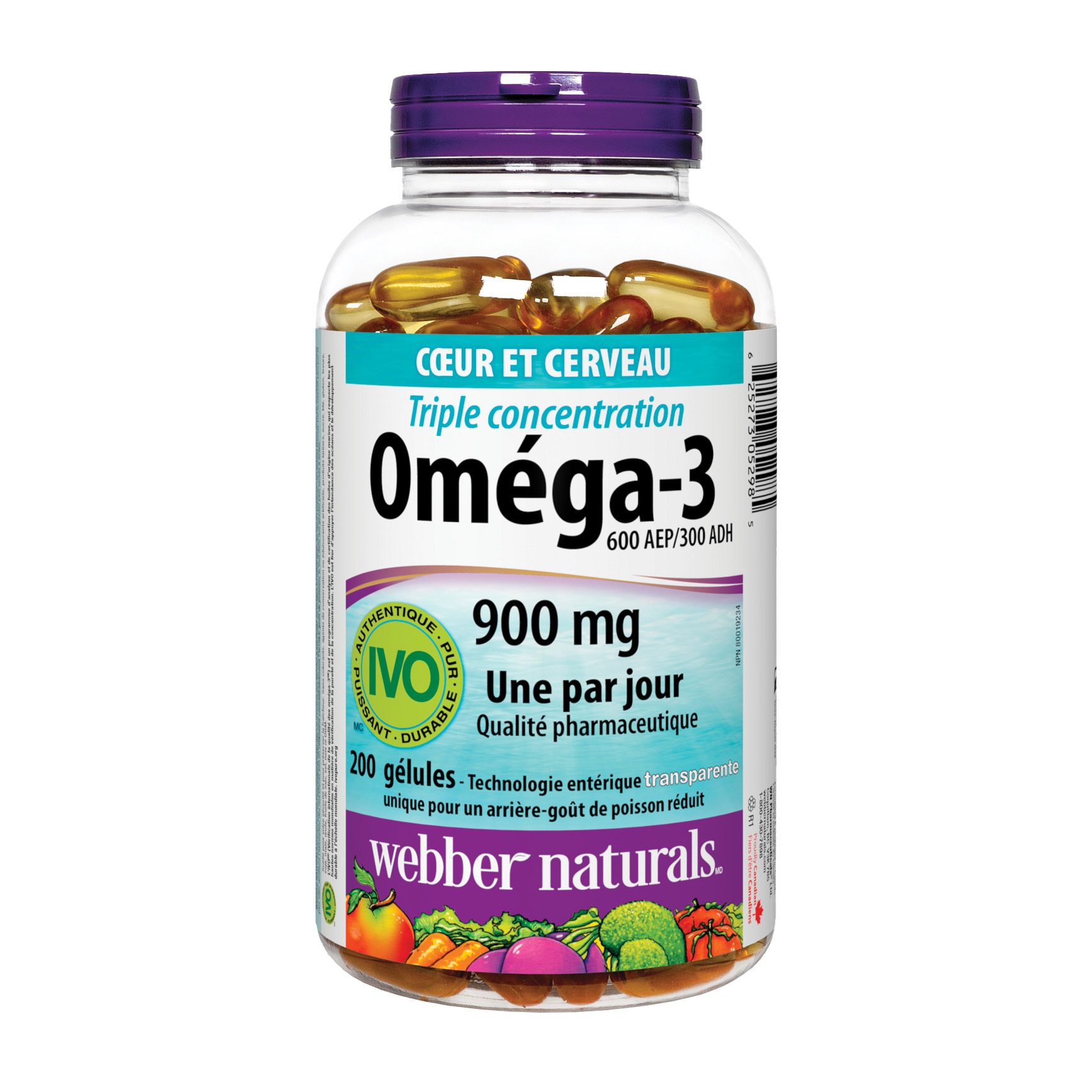 Oméga-3 triple concentration webber naturals, 200 gélules