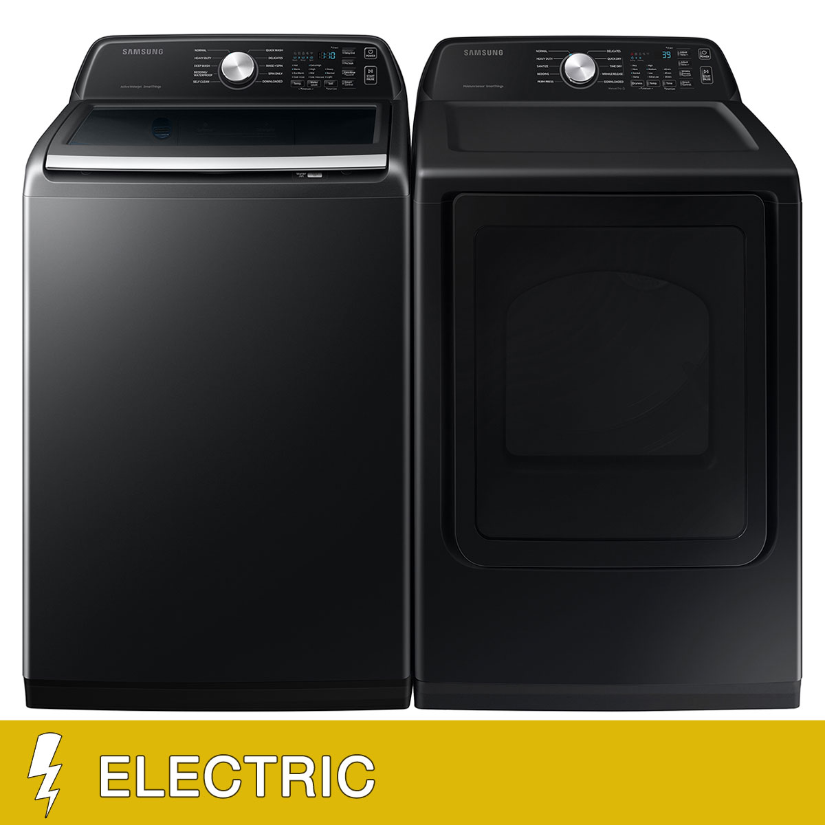 Samsung 4.7 cu. ft. Large Capacity Smart Top Load Washer with Active WaterJet and 7.4 cu. ft. Smart ELECTRIC Dryer