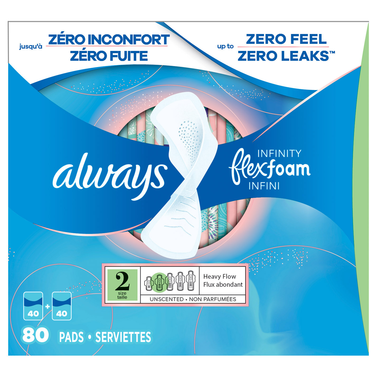 Always Infinity Flexfoam Pads, 80-count