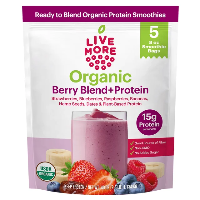 ORGANIC LIVE MORE BERRY PROTEIN BLEND 2.5 POUND BAG