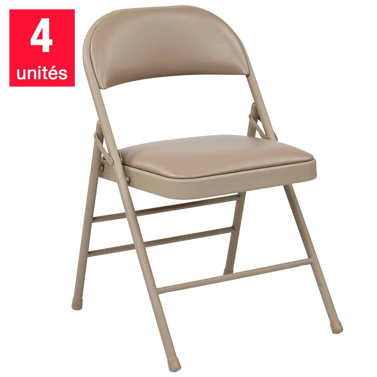 Office Star - Ensemble de 4 chaises pliantes rembourrées en vinyle havane