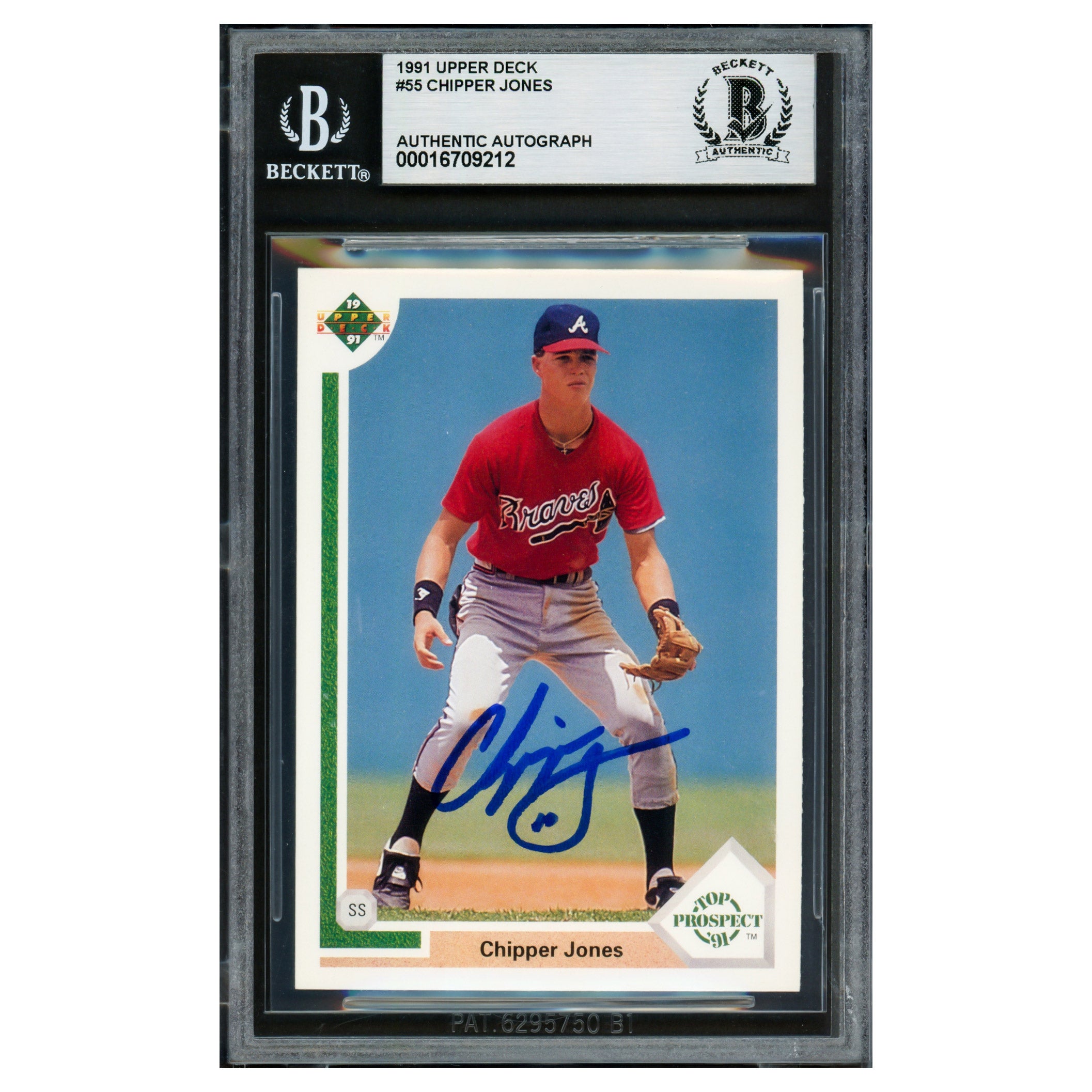 Chipper Jones Autographed 1991 Upper Deck Rookie Card #55 Atlanta