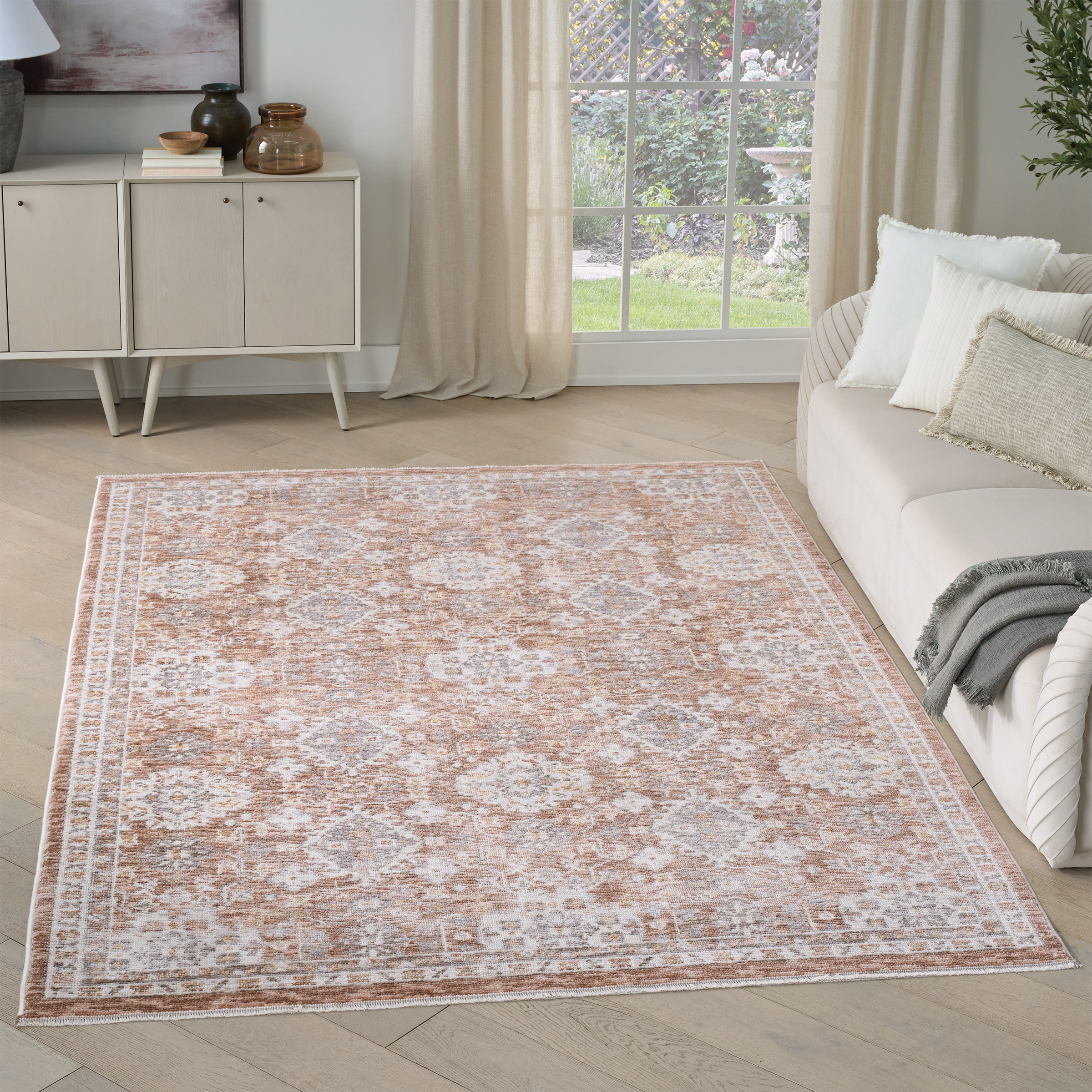 Nourison Hastings Area Rug Collection  Cian Ivory/Rust
