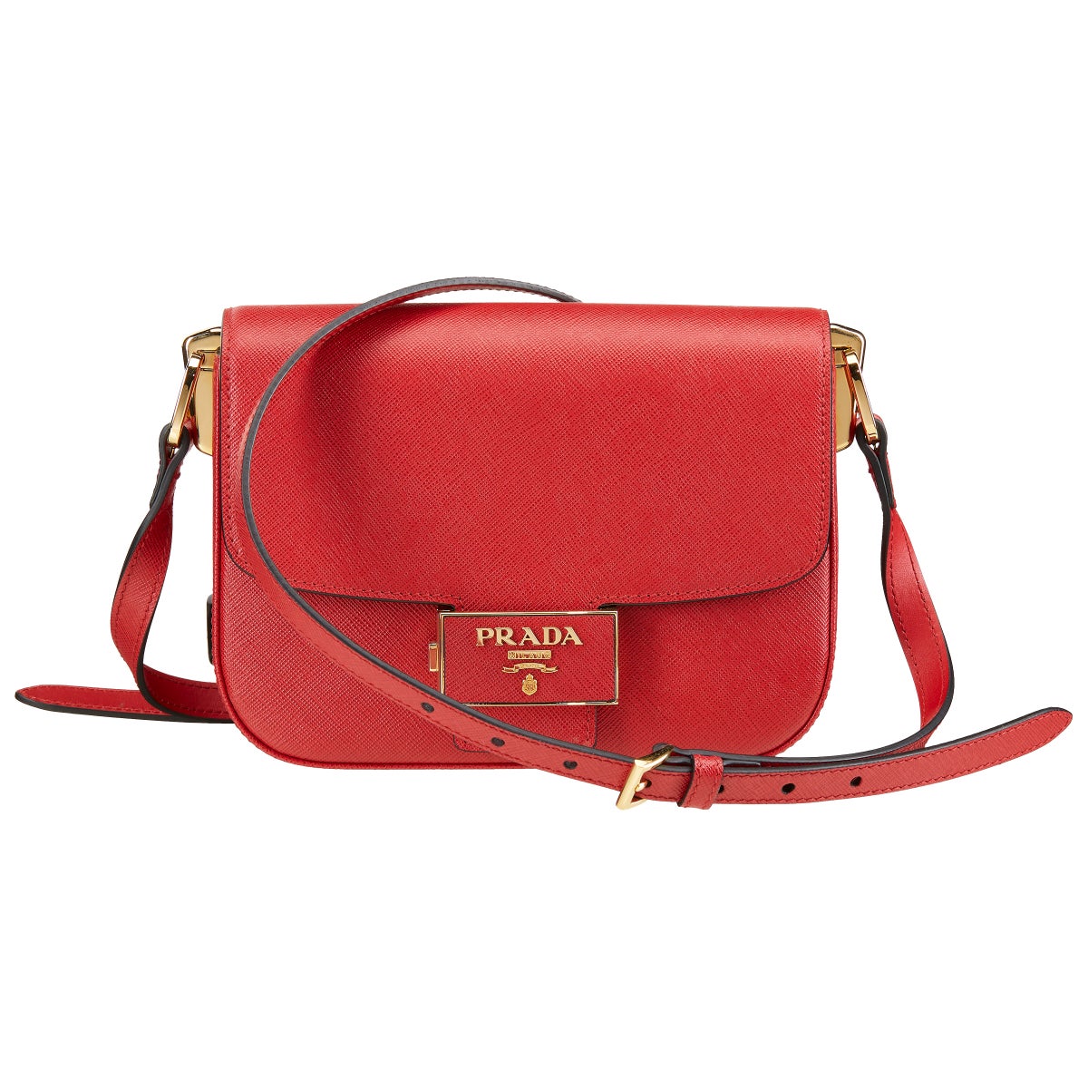 Prada Saffiano Leather Embleme Bag, Fuoco (Red) | Costco Prada Saffiano Leather Embleme Bag, Fuoco (Red) | Costco