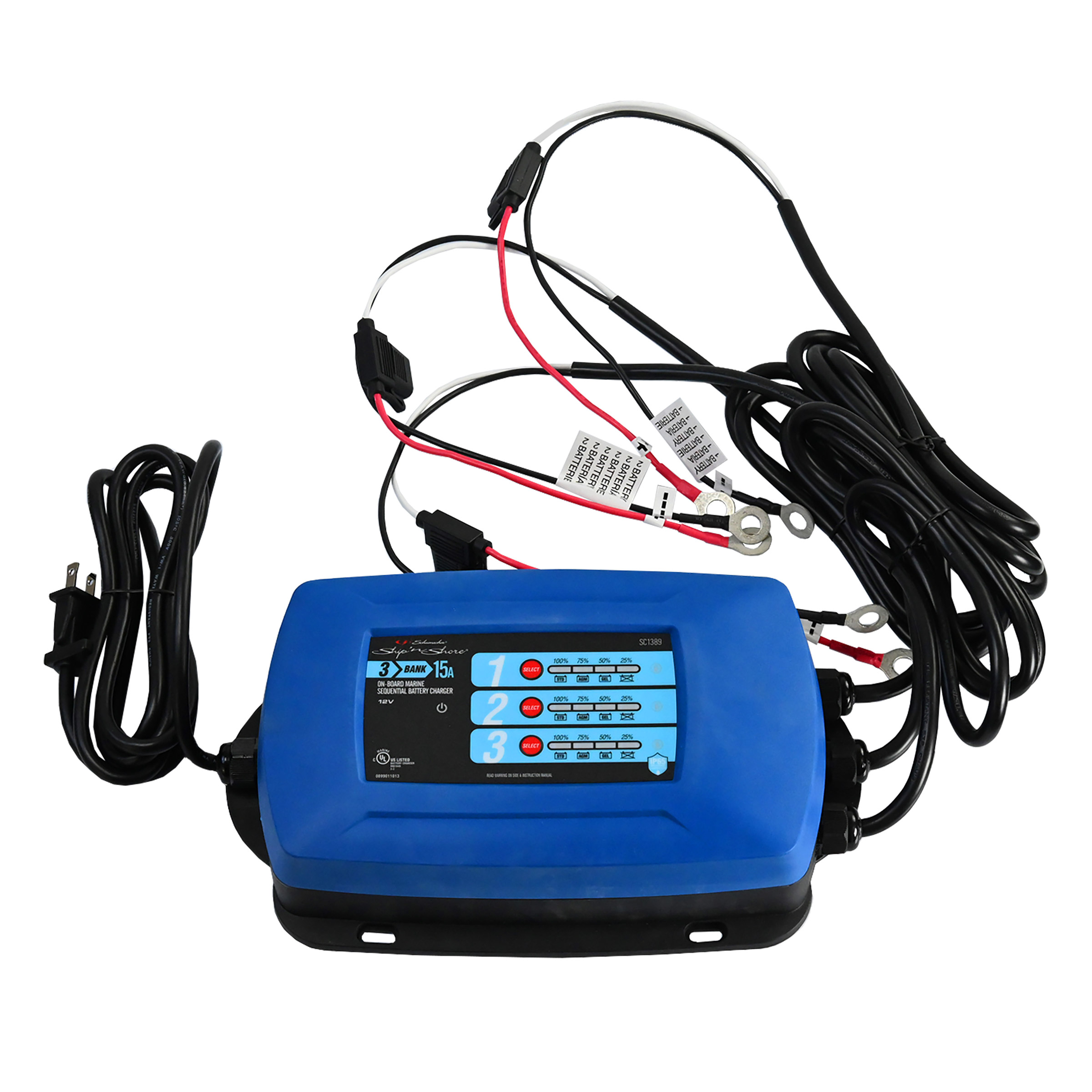 Schumacher Electric Ship 'n Shore 15A Three-bank Marine Battery