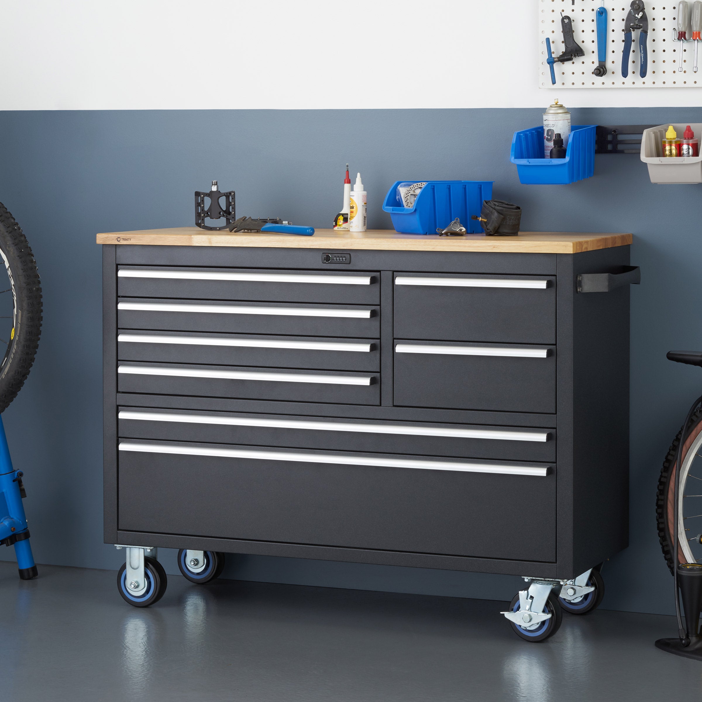 Trinity 48 in. 8-Drawer Rolling Workbench with Combo Lock | Costco