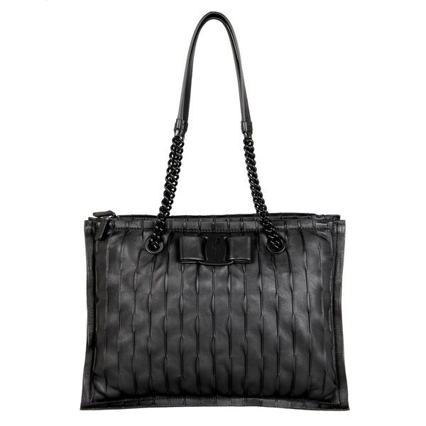 Ferragamo Viva Bow Tote Bag, Black | Costco Ferragamo Viva Bow Tote Bag, Black | Costco