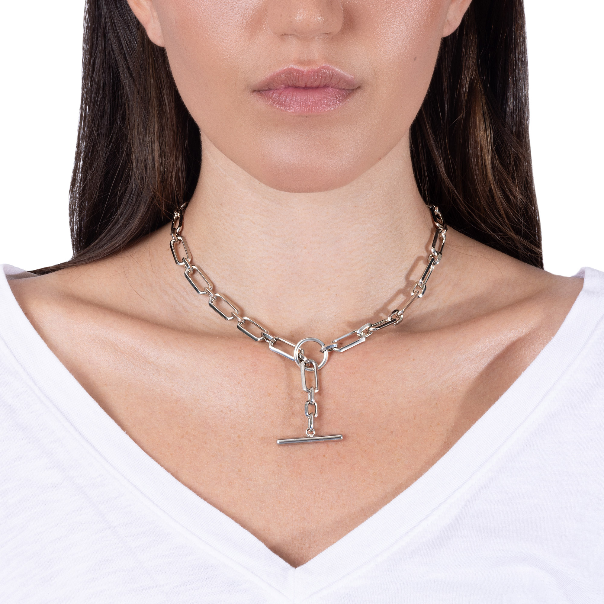 Sheryl Lowe Gwyneth Sterling Silver Toggle Chain Neckace | Costco