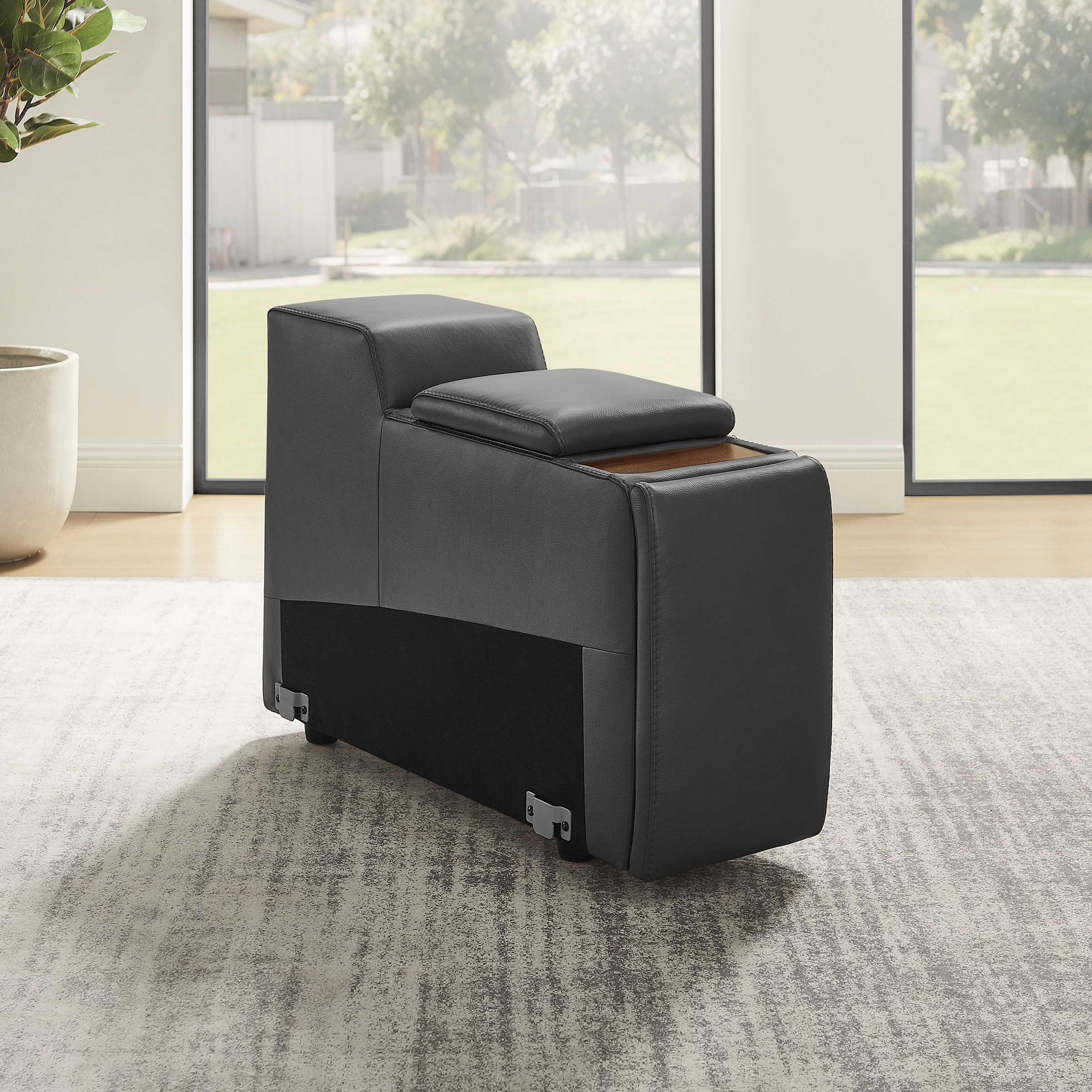Karson Storage Console With Hidden Cupholders, Gray | Costco
