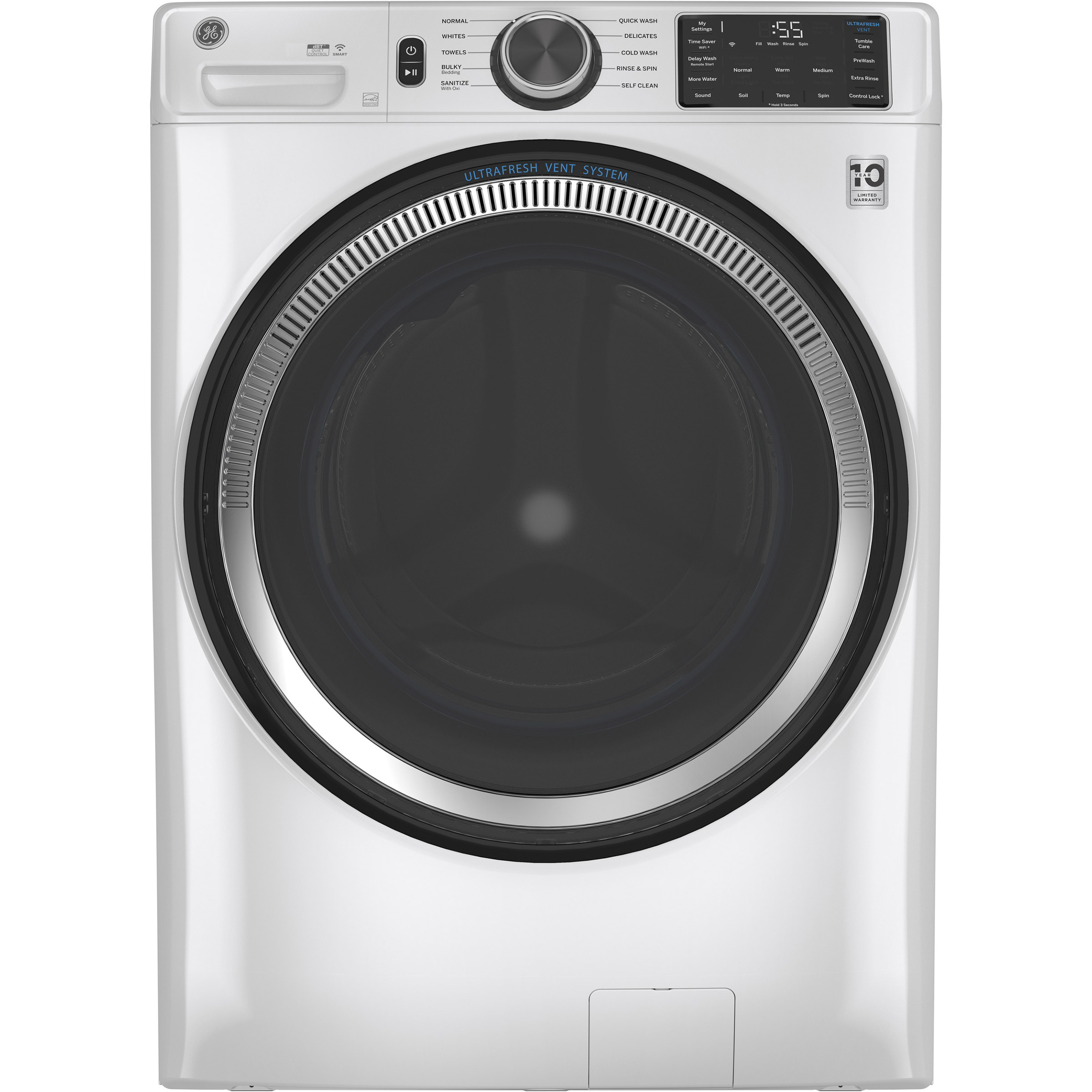 GE 5.5 cu ft. White Front Load Washer with UltraFresh Vent System