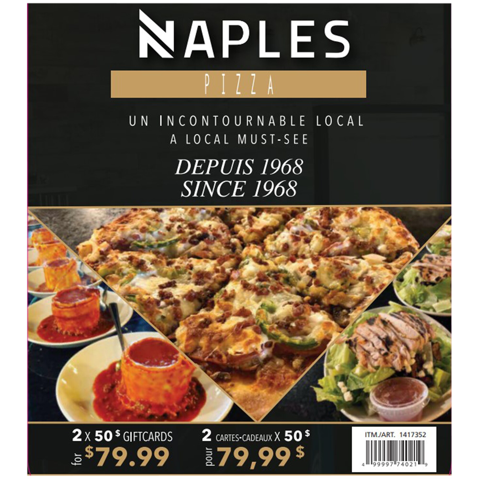 Naples Pizza Gift Cards, 2 × $50