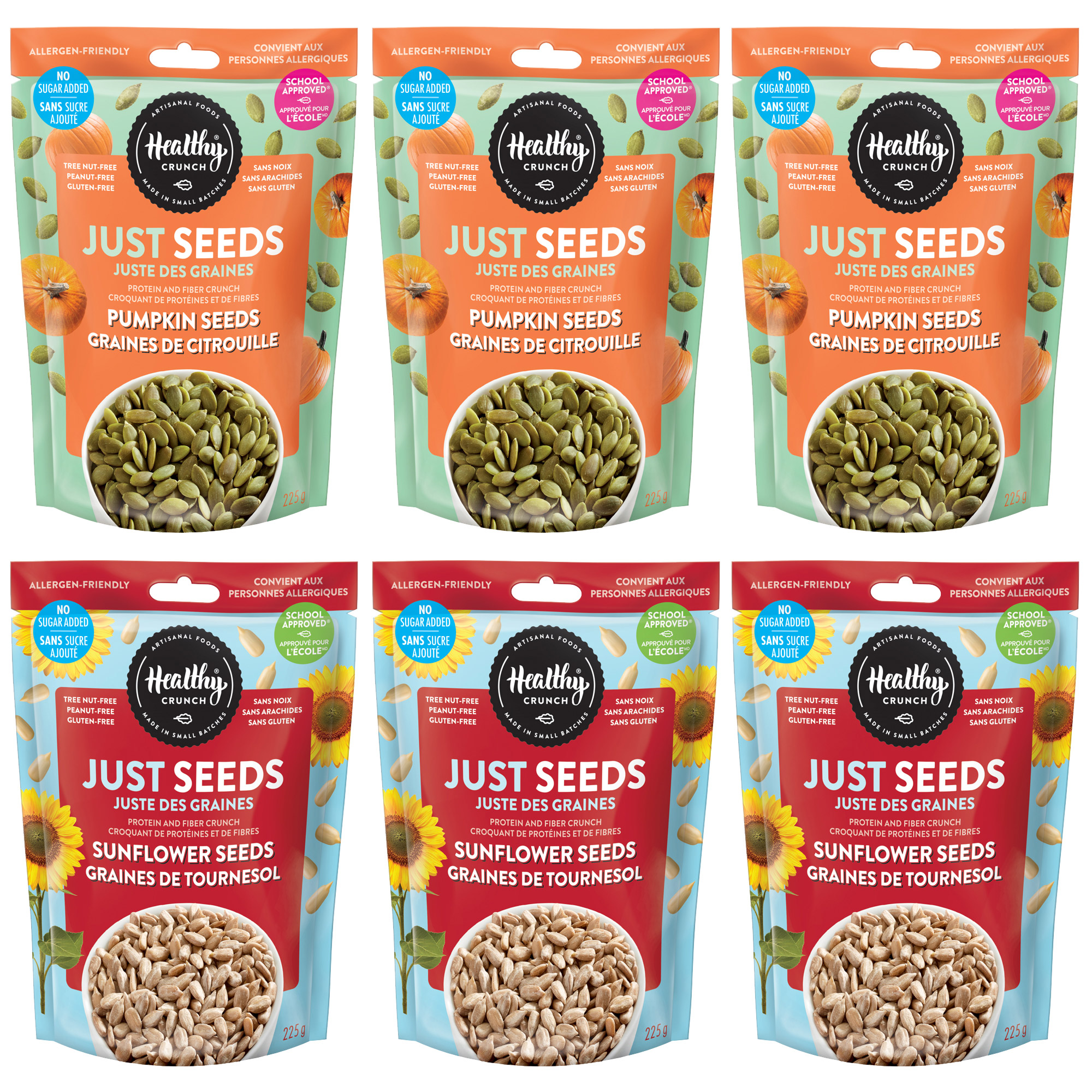 Healthy Crunch Just Seeds, Pumpkin and Sunflower Seeds, 6 × 225 g