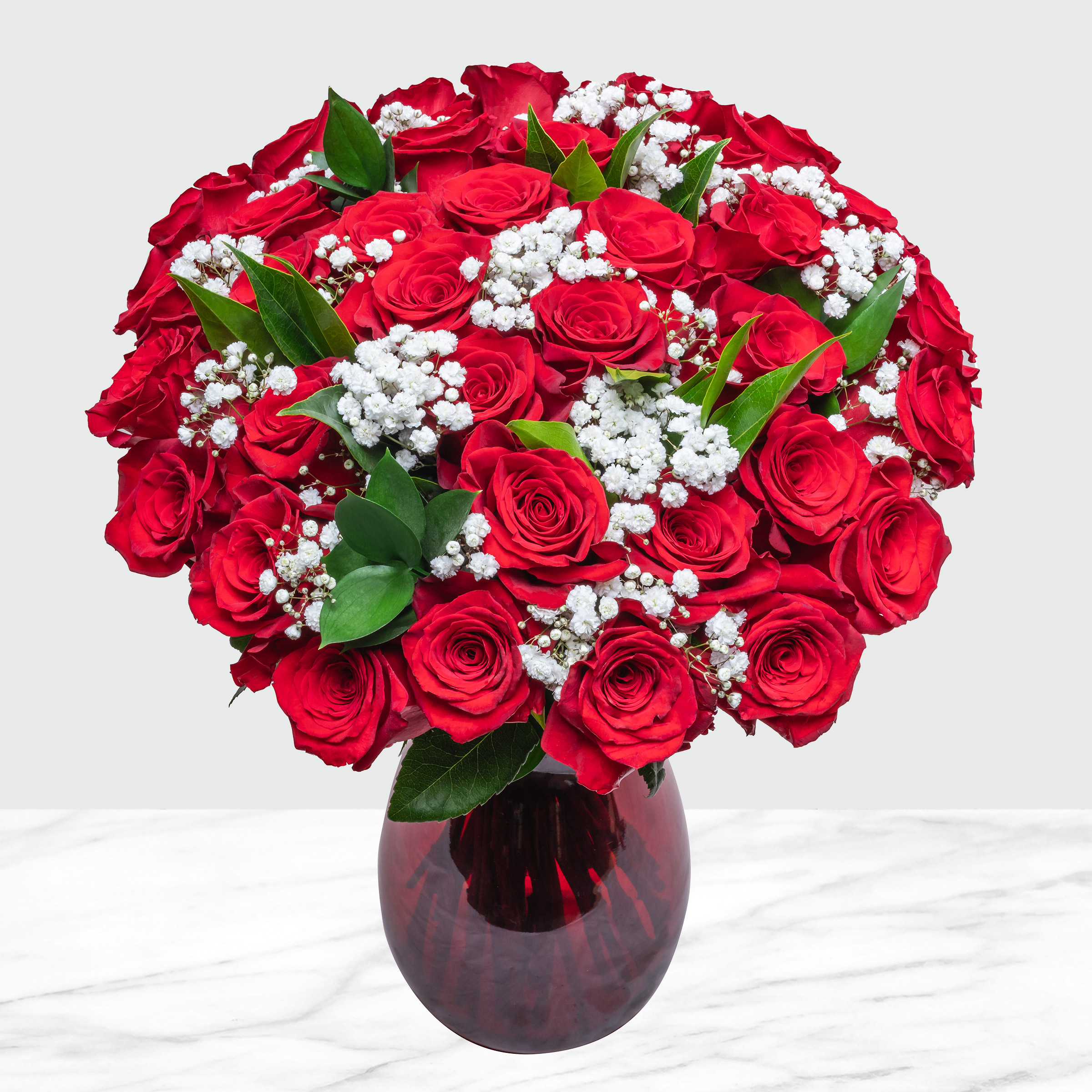 Pre-order Red Romance Fresh Cut Floral Arrangement  44-stems
