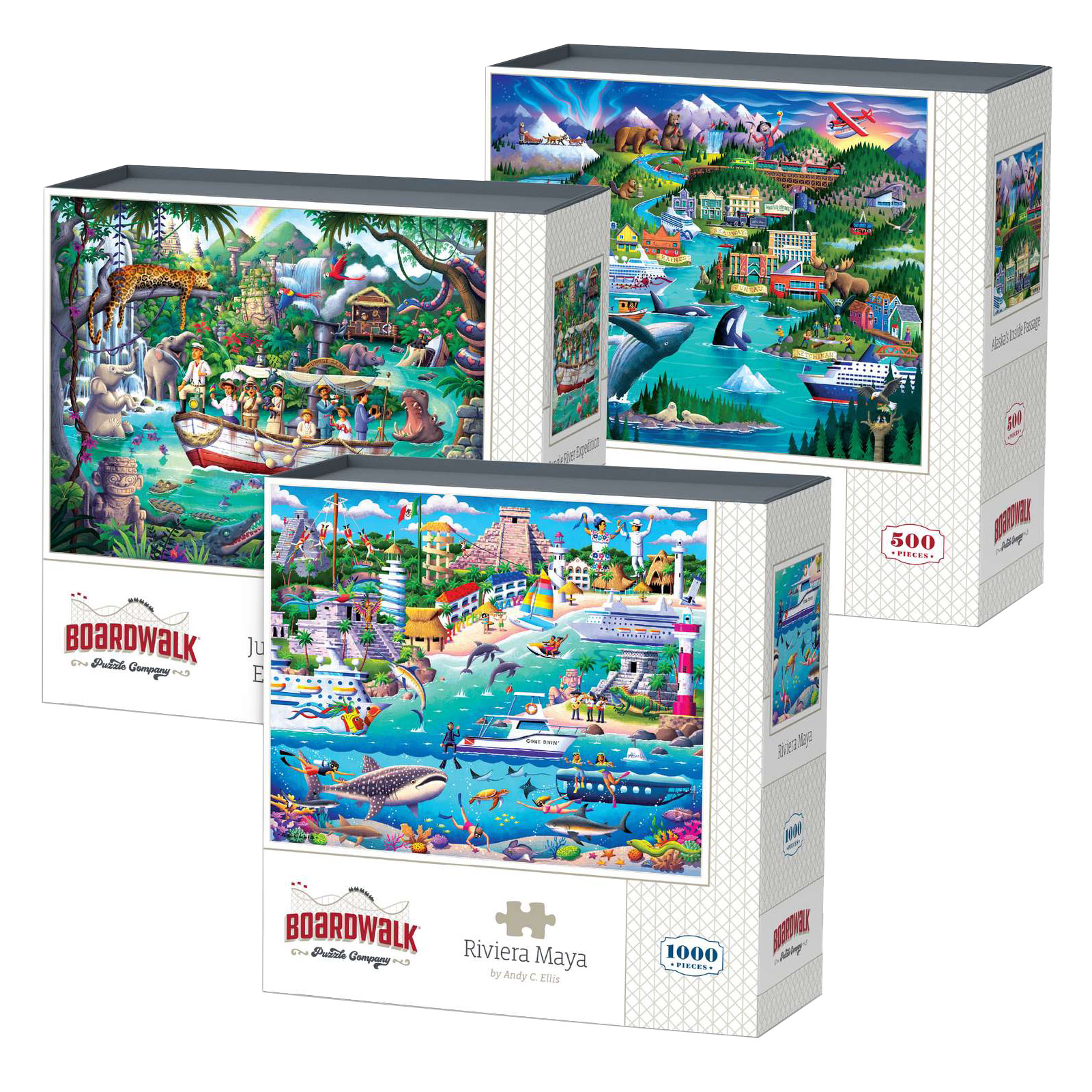 Boardwalk Assorted Jigsaw Puzzles  3-pack